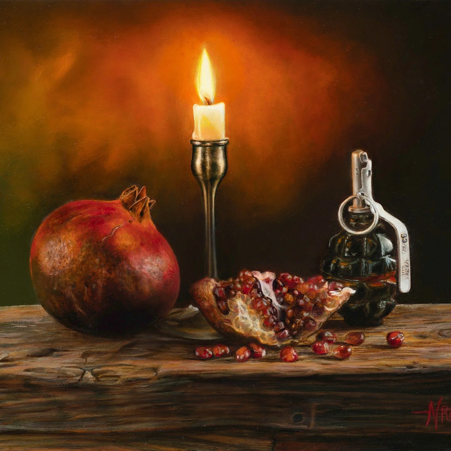 Just a few more touches and tweaks to this Pome-grenade oil painting then its in the bag;) #stilllife #armyart #oldmasters #fineart #traditionalart