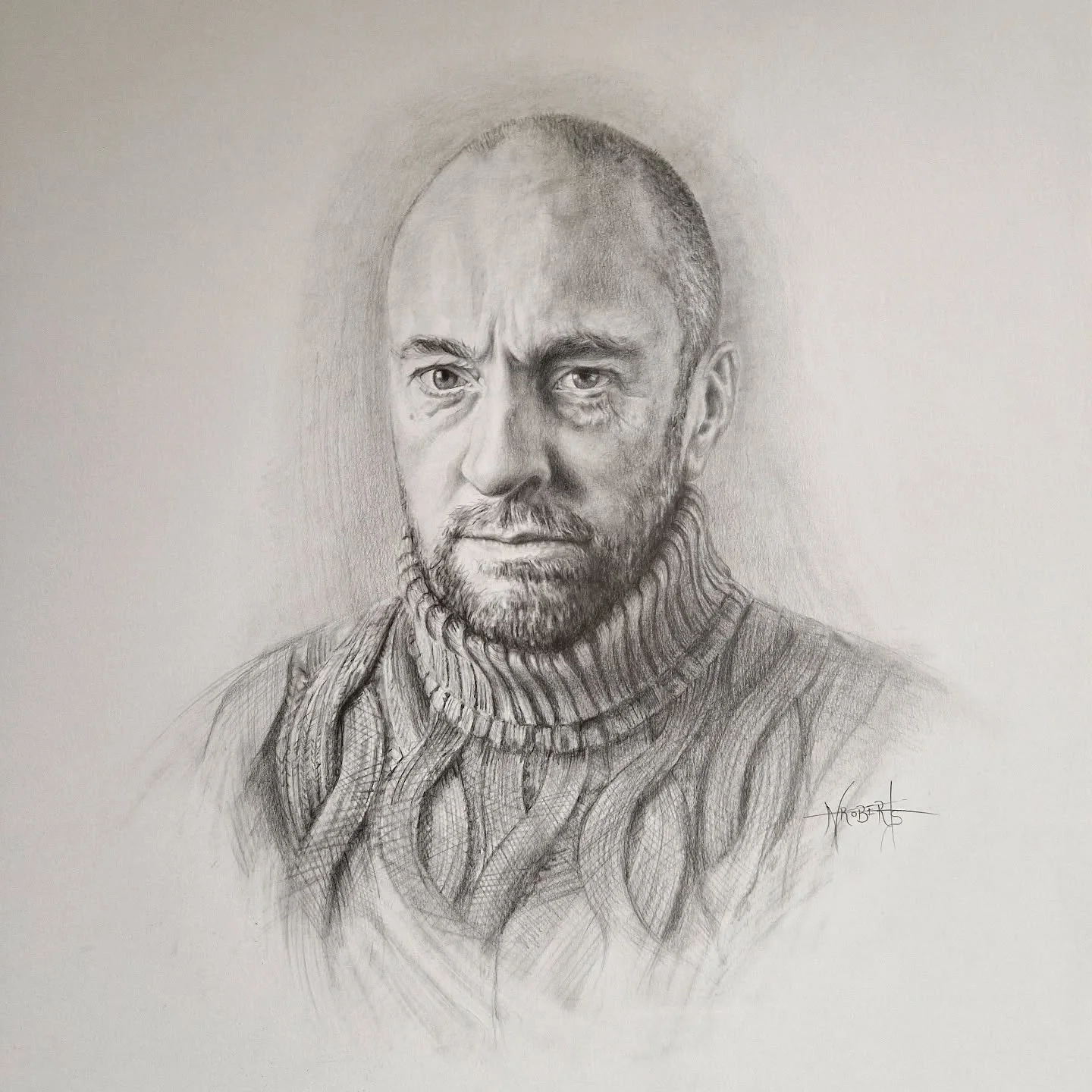 (Crap phone snap) I think this is just about finished head study graphite drawing (The Mentalist) of Mr Derren Brown...he kindly posed for a portrait shot a few weeks back and I think it is coming on like magick!;) #graphitedrawing ##pencildrawing #d