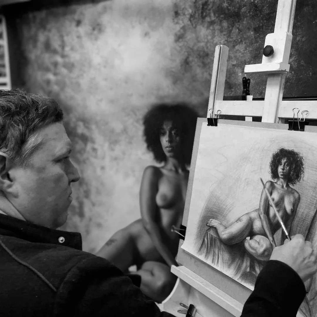 Just me and Rose at work! #lifedrawing # charcoals @drawingboard212