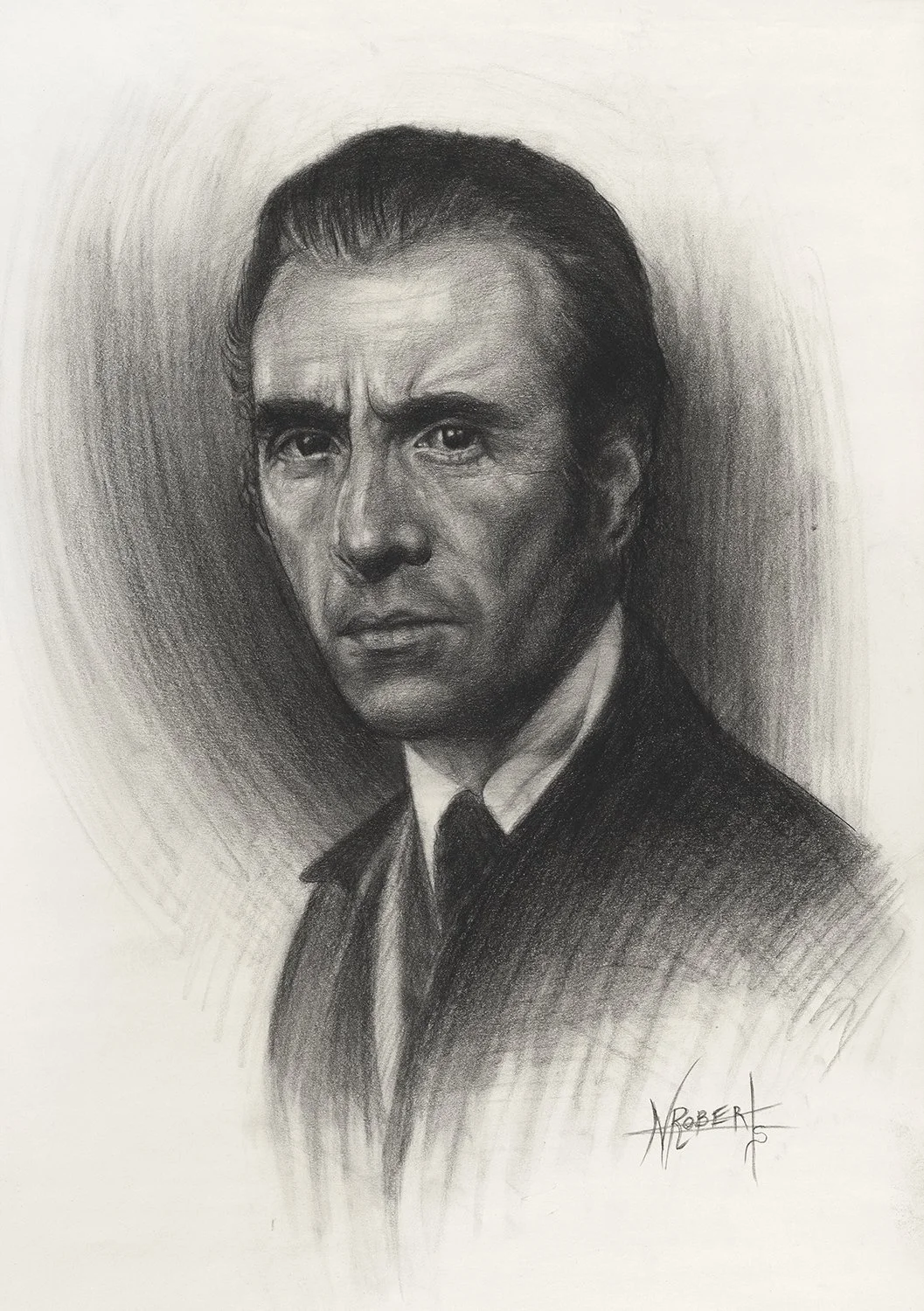 Mr Lee - charcoal on newsprint