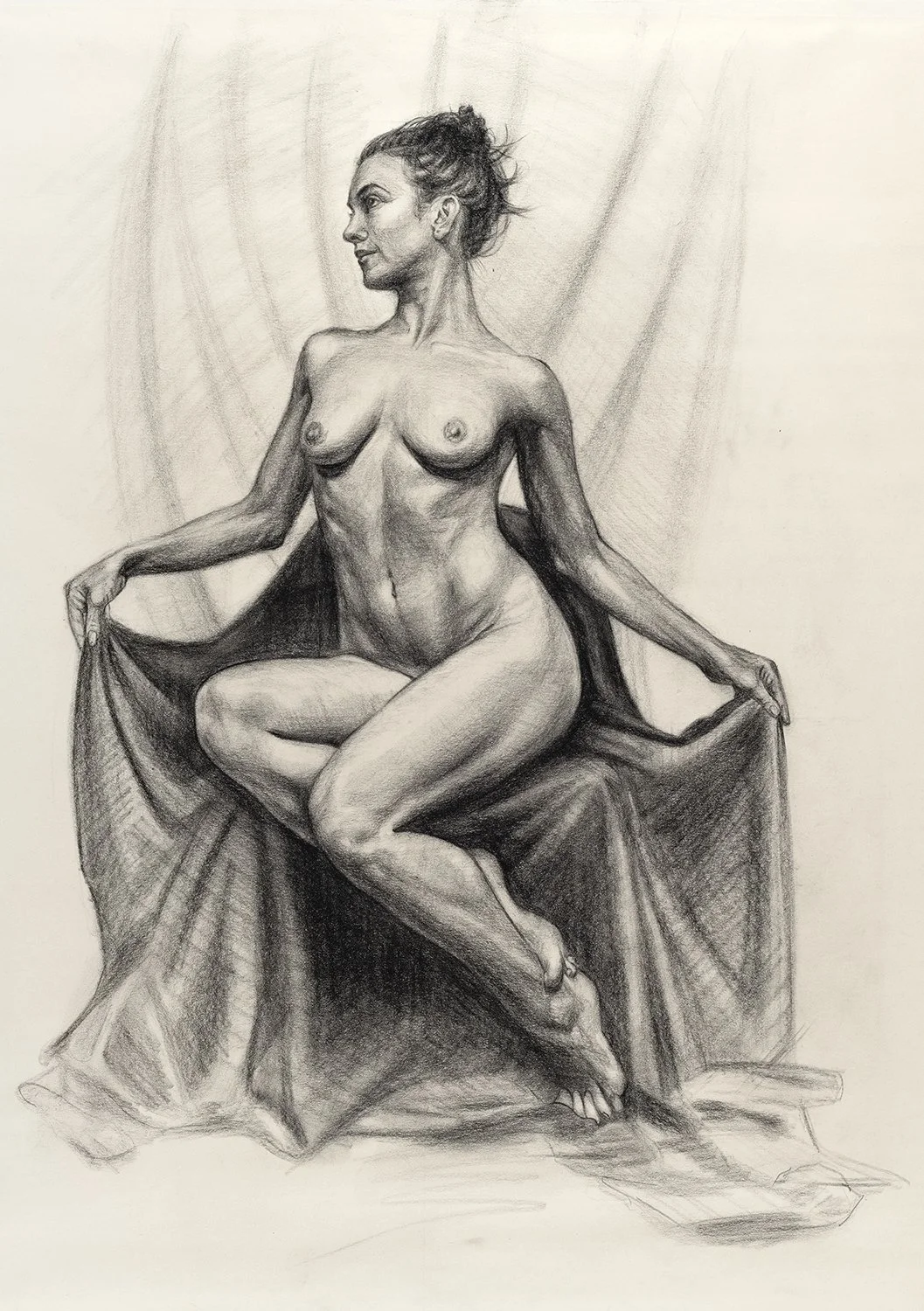 Purdie Girl - charcoal on newsprint 