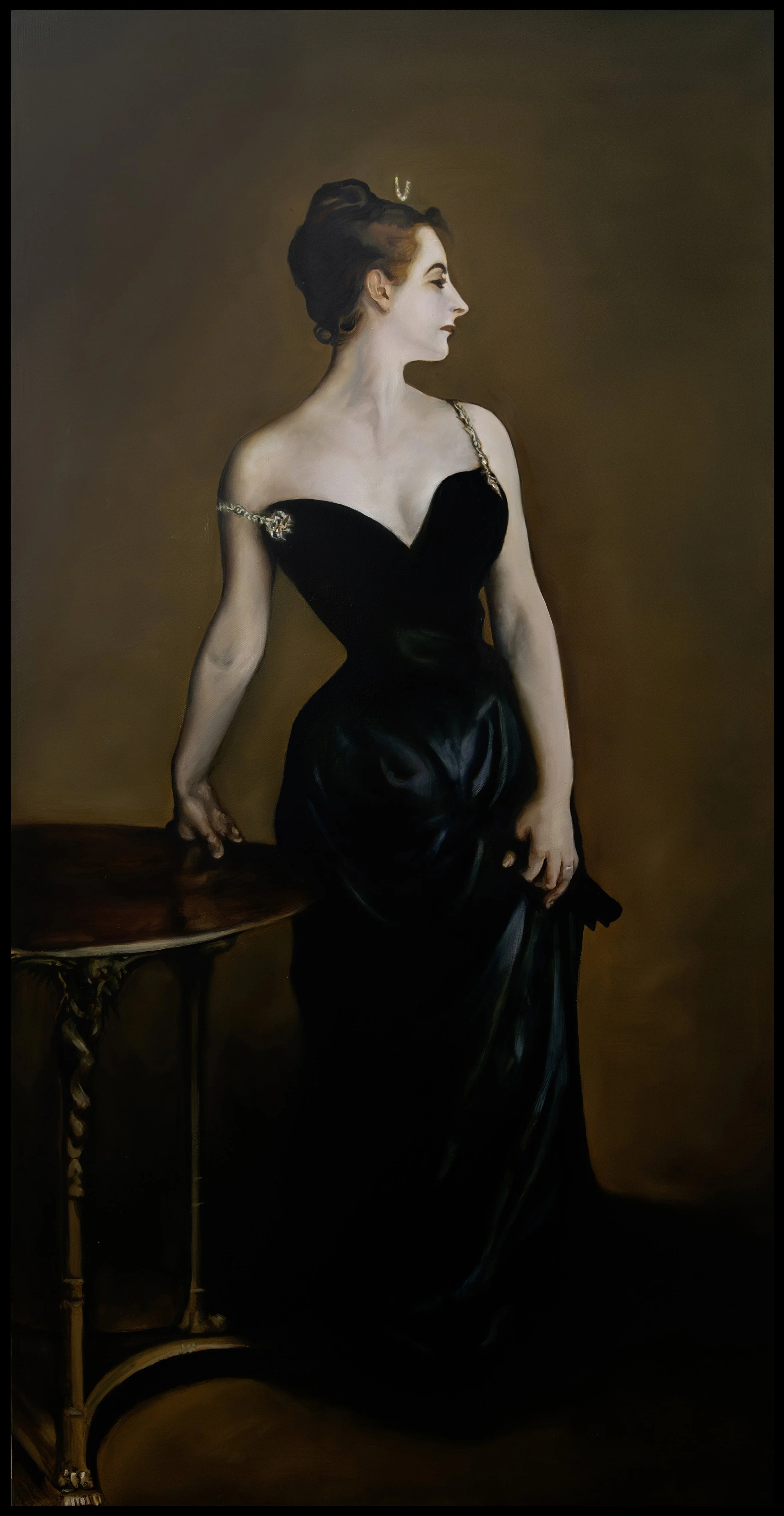  Madame X - John Singer Sargent study

oil on canvas 100cm x 50cm 

This piece was created as a demonstration and instructional painting showcasing Sargent's  painting technique for a course I taught over three weekends.