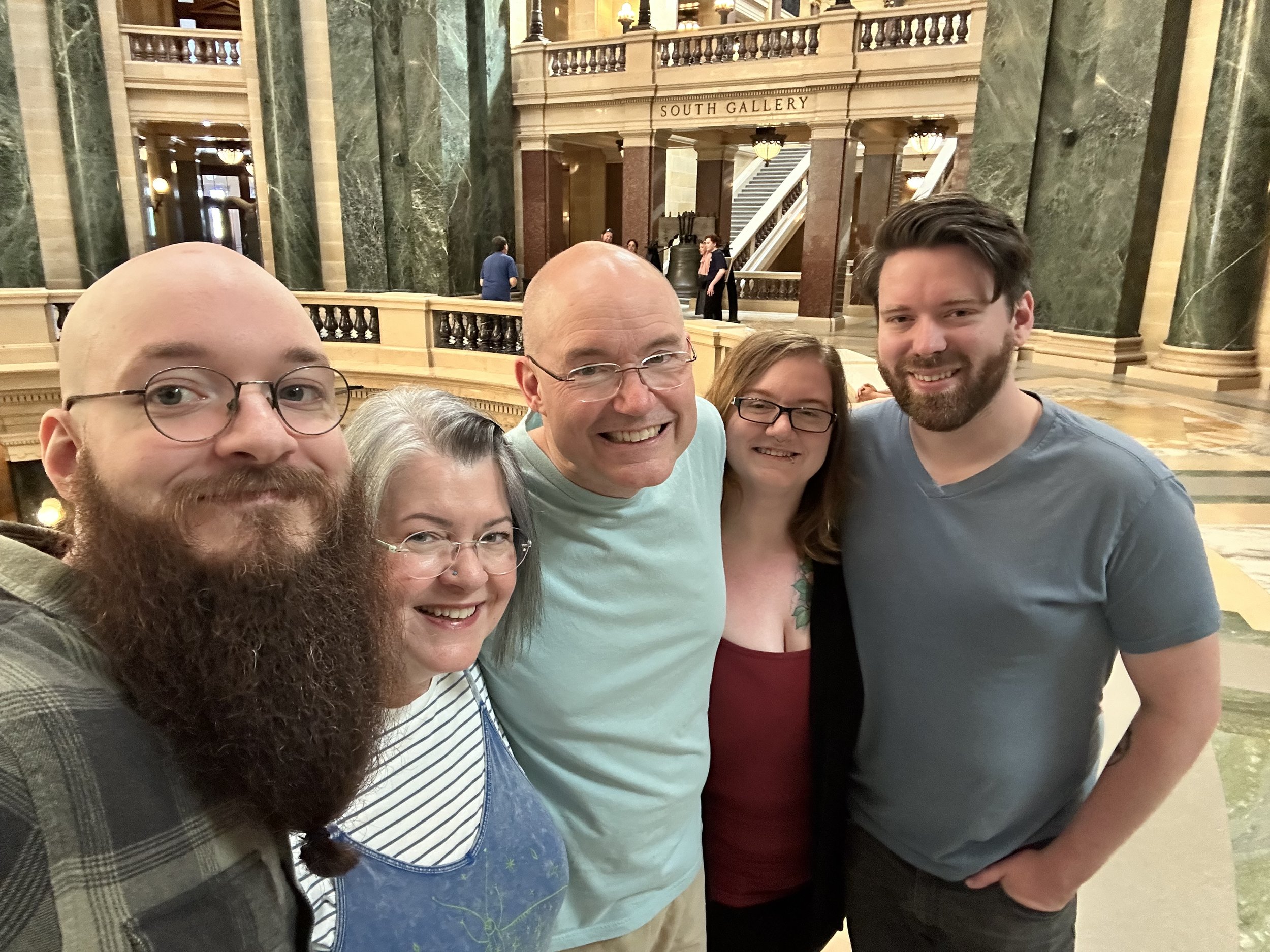  Peter, Áine, Pete, and Rachel Calgaro with Devin Callahan. (Bonus honorary family member thanks to Rachel.) 