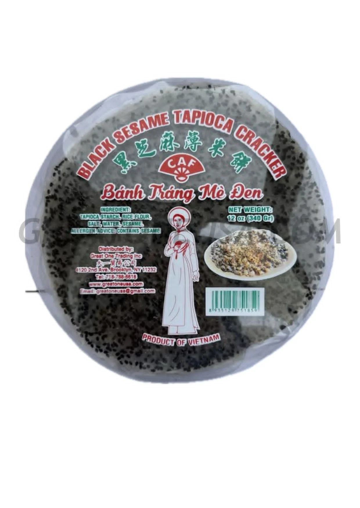 V01596 CAF BLACK SESAME TAPIOCA CRACKER (L) 黑芝麻薄米餅 (大)