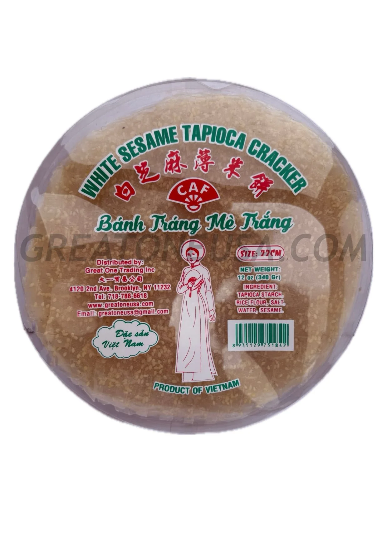 V01594 CAF WHITE SESAME TAPIOCA CRACKER (L) 白芝麻薄米餅 (大)