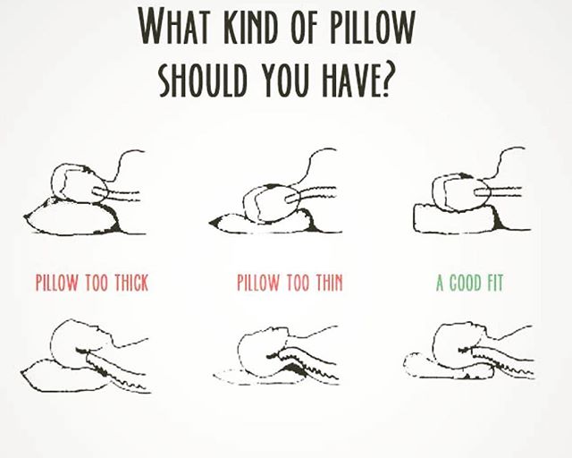 Wake up with neck pain or headaches daily? Your pillow is possibly the blame! Evaluate how your neck is positioned when you lay down tonight.  Here are some tips to supporting a healthy neck at night. .
.
.
.
1. Do NOT sleep on your stomach
2. Only u