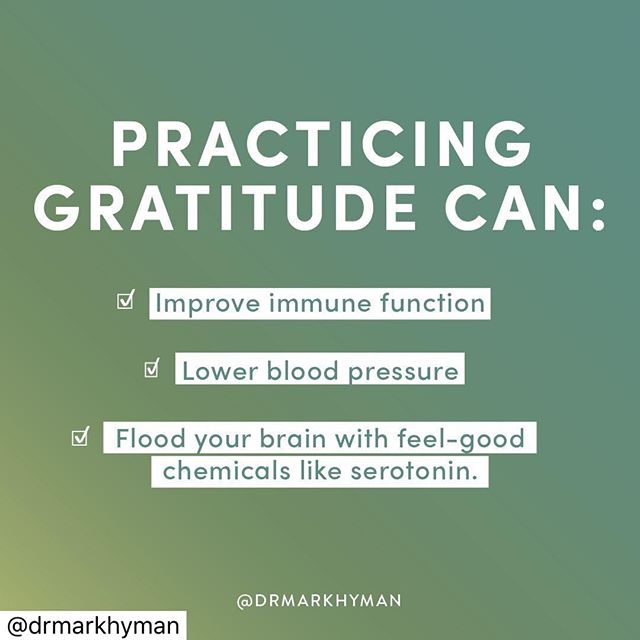 HAPPY SUNDAY! 🤗
It’s clear there are multiple benefits to be had from incorporating a regular gratitude practice into your wellness routine. ⠀
⠀
An article published by UC Davis stated, “Gratitude is associated with higher levels of good cholesterol (HDL), lower levels of bad cholesterol (LDL), and lower systolic and diastolic blood pressure, both at rest and in the face of stress.”⠀
⠀
Gratitude is also linked to better sleep, with both better sleep quality and duration being linked to a grateful attitude. ⠀
⠀
This same outlook has been linked to higher levels of self-esteem and it can also help us make new friends: Thanking an acquaintance encourages them to pursue an ongoing relationship with you, as it sends a signal that there is potential for a high-quality relationship to be formed.
#gratitude #immunefunction #bettersleep #sleep #drmarkhyman #relationships