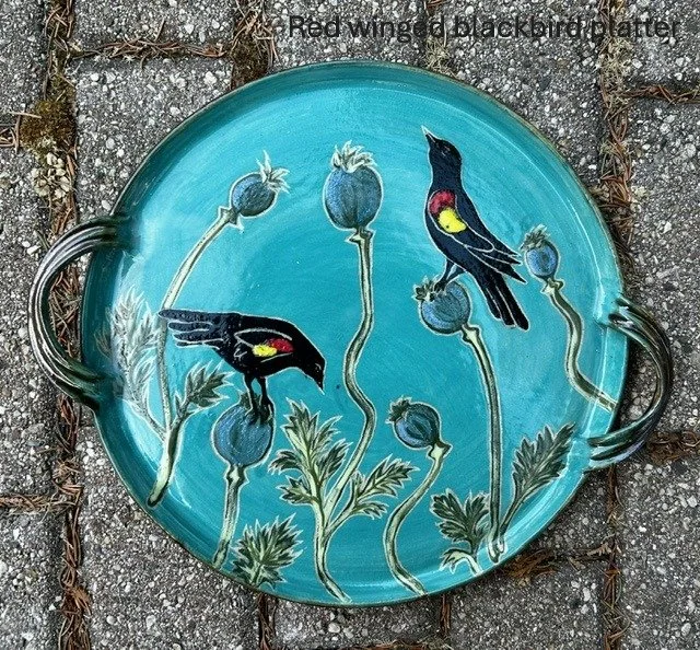 Andres, Tanina, Red winged blackbird platter - Tanina Andres.JPG