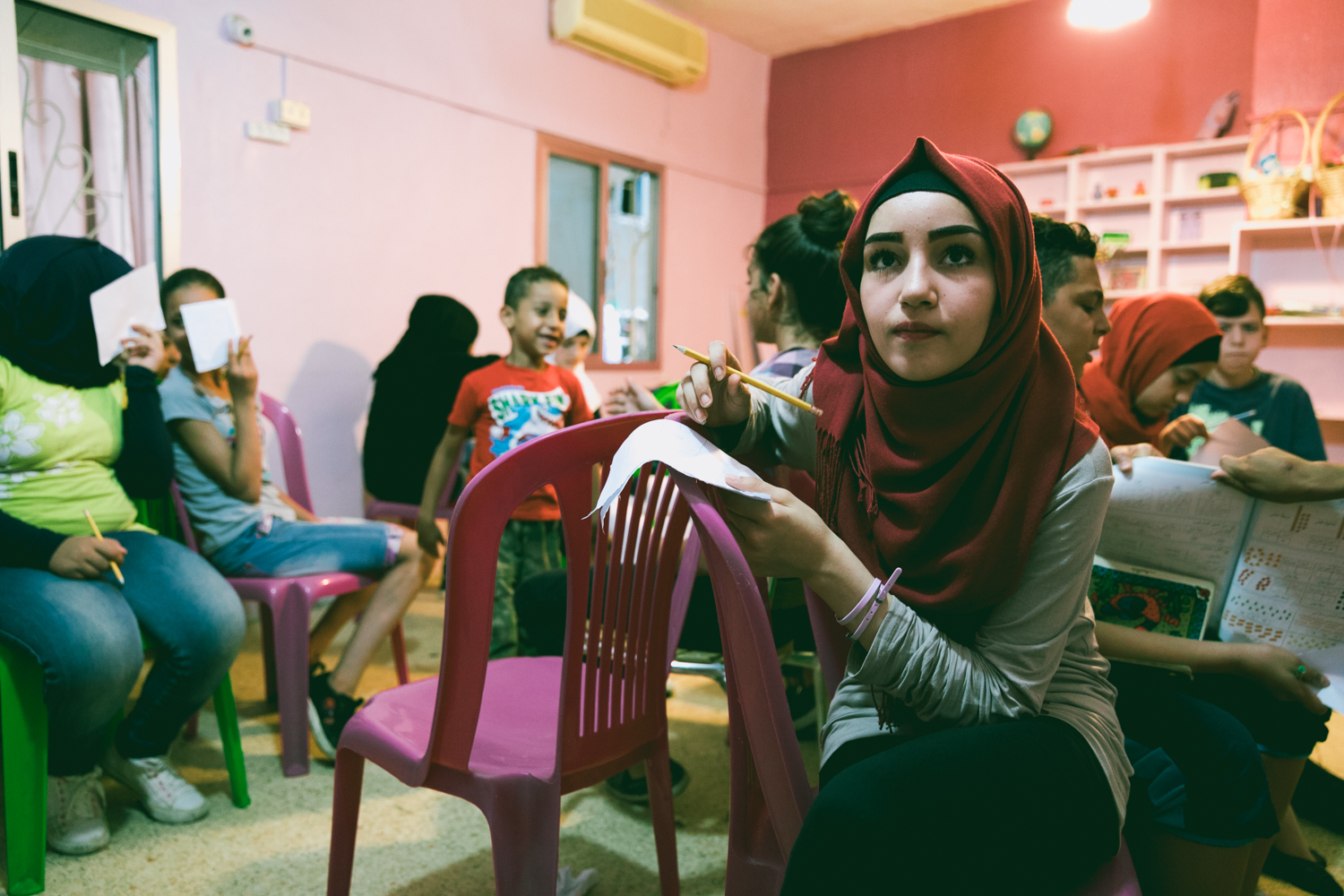  Students in a local school inside the Shatila refugee camp. 