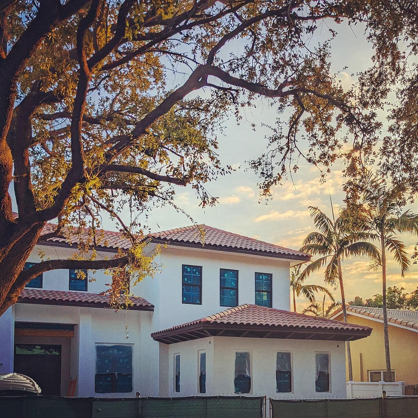 Progress image of custom home nearing completion in Miami Lakes.