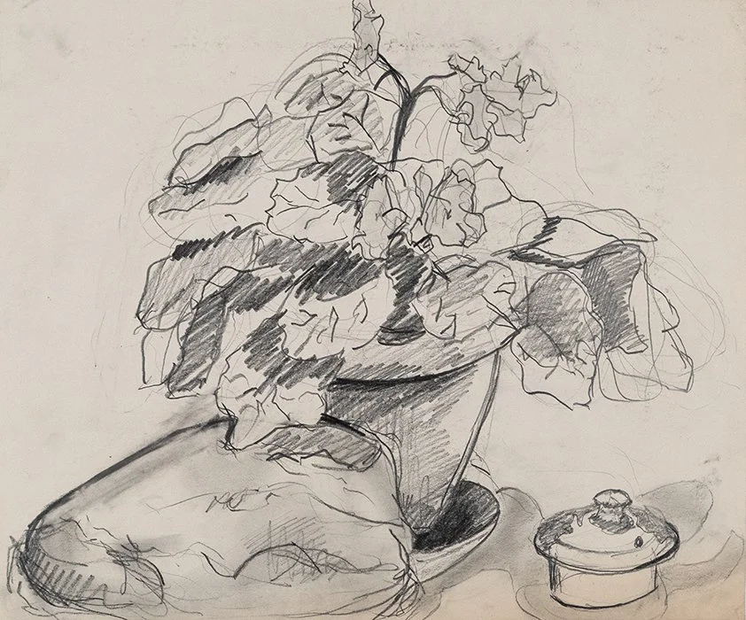 Still Life with Plant and Teapot Lid