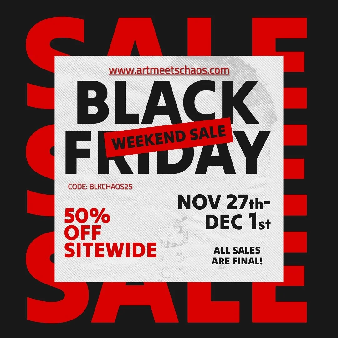 Black Friday WEEKEND is LIVE.
50% OFF sitewide with code BLKCHAOS25. Website link in Bio.
Family-owned. Designer-led. Artist-cultivated. Culture-rooted.
Cop your favorites before they&rsquo;re gone.
All sales are final. 🖤🔥