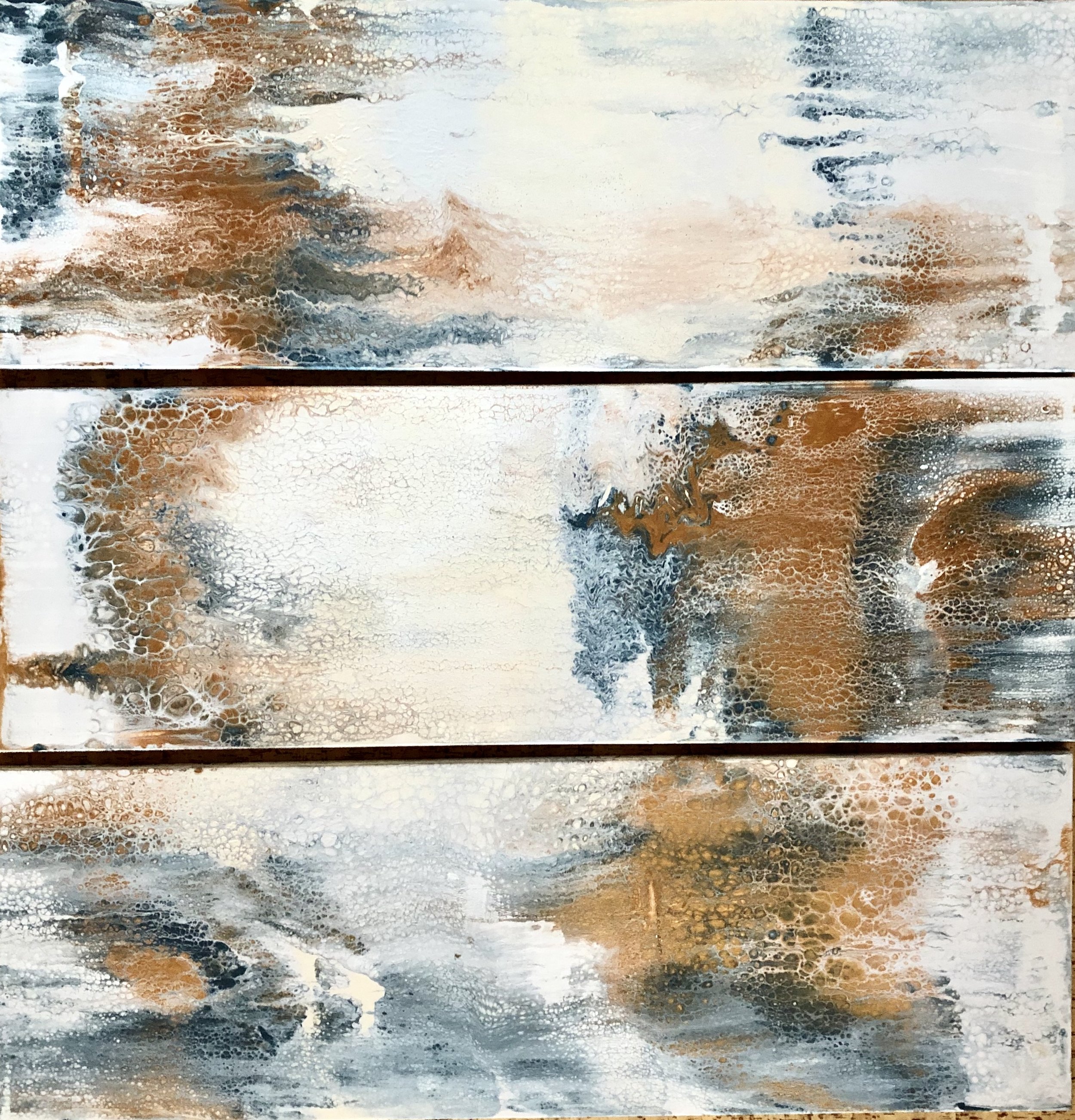 12x36" Triptych Avalanche Series- Sold! 