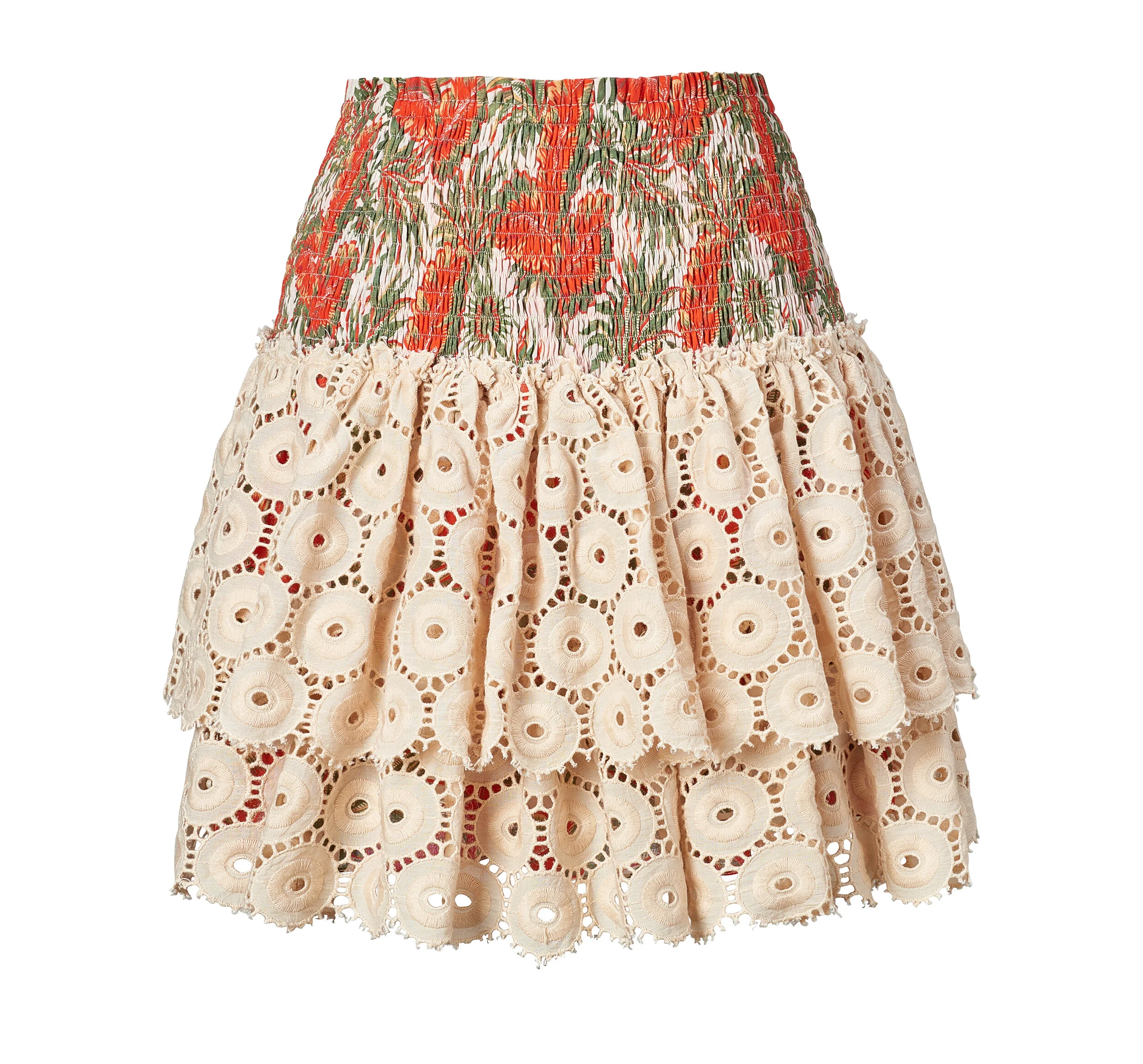 The Josephine Mini Skirt in Palm Eyelette by Souvenir — SOUVENIR® 
