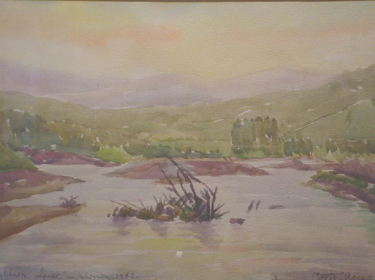 Coast of River Drina by Đorđe Isakov, 45x34, 1982