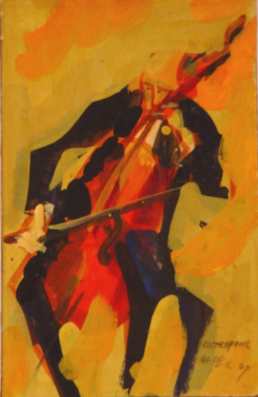Celloist by Aleksandar Jeremić, 13x21, 1960