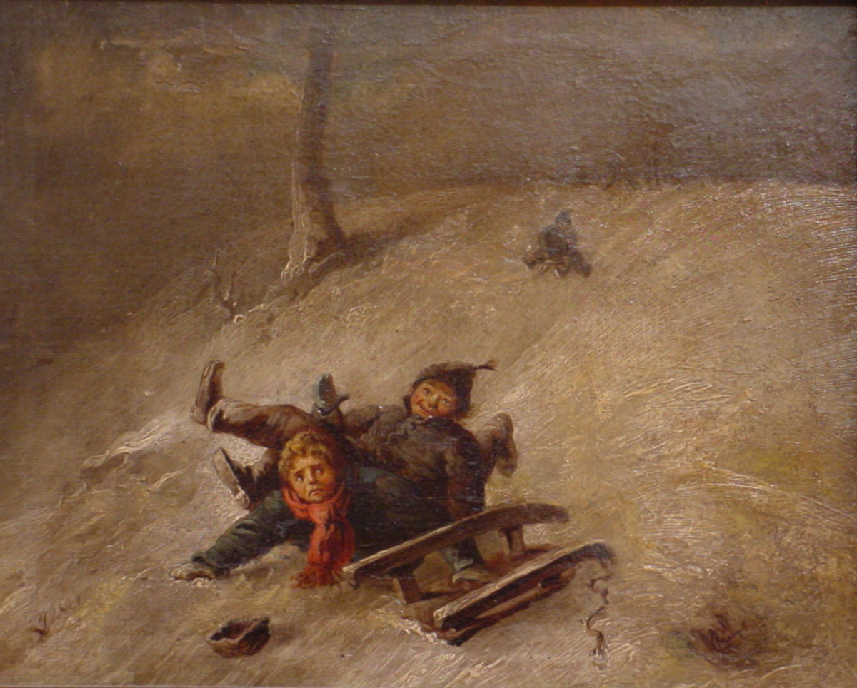 Sledding by Unknown Artist, 37x28, 1919