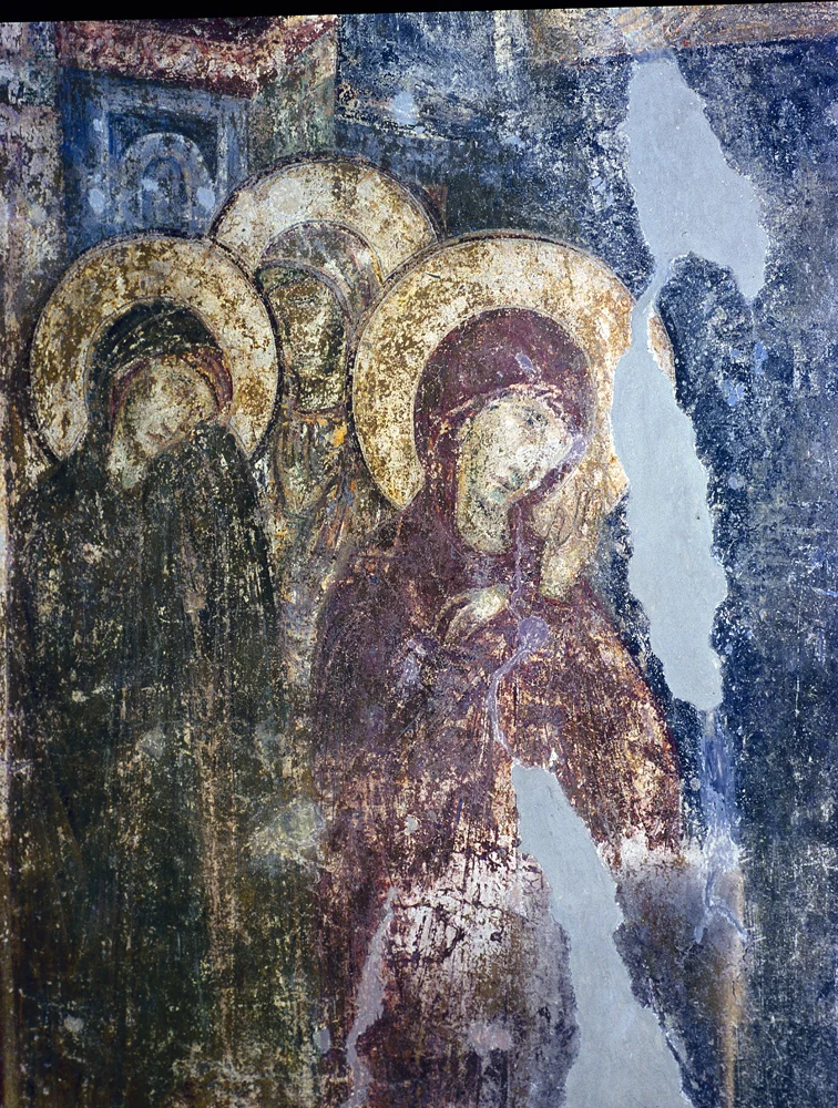 Holy Women Crucifixion detail, Zica Monastery 13th Century