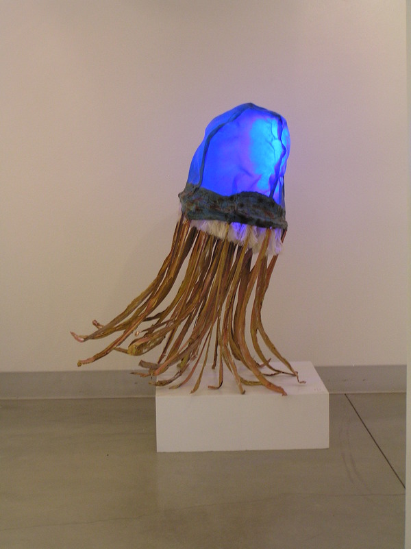   Blue Polyp  Rawhide, steel, fabric and LED lights   