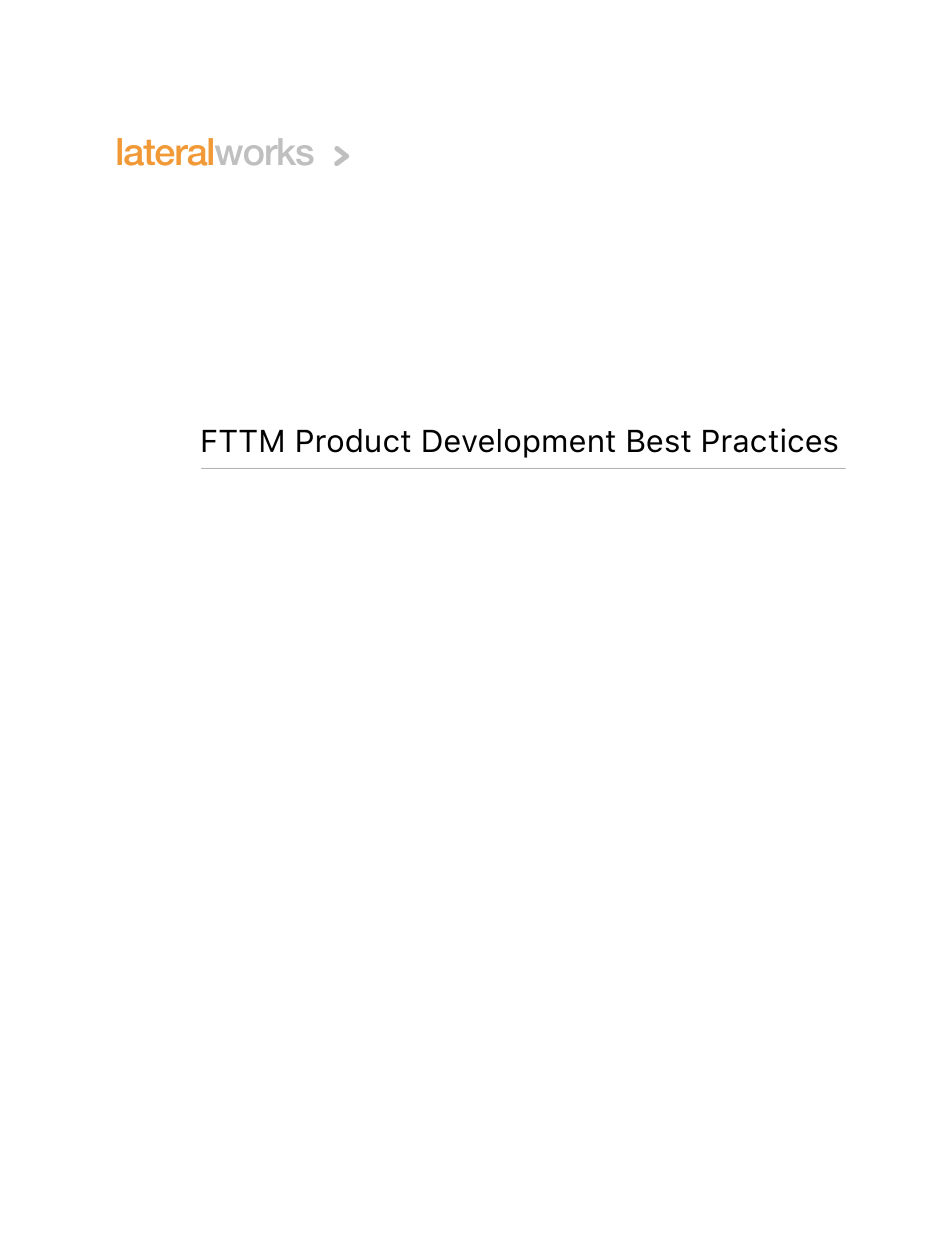 FTTM Product Development Best Practices