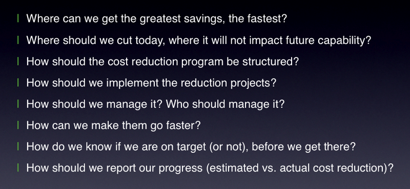 Typical cost reduction questions