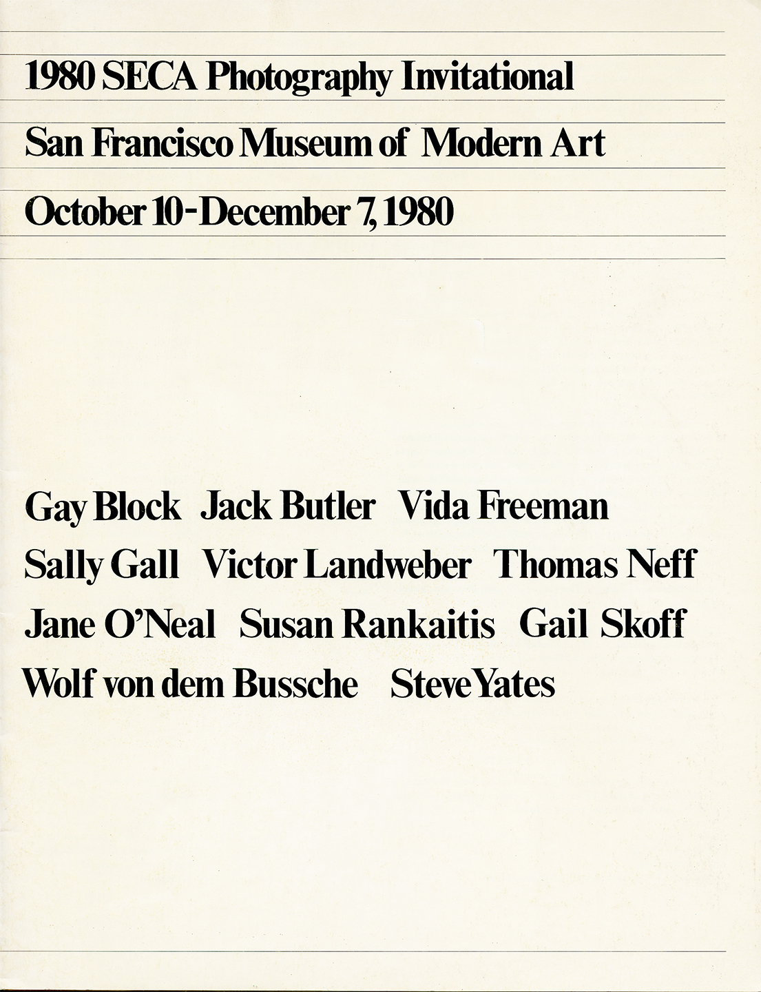 SECA Awards SanFrancisco Museum of Modern Art 1980