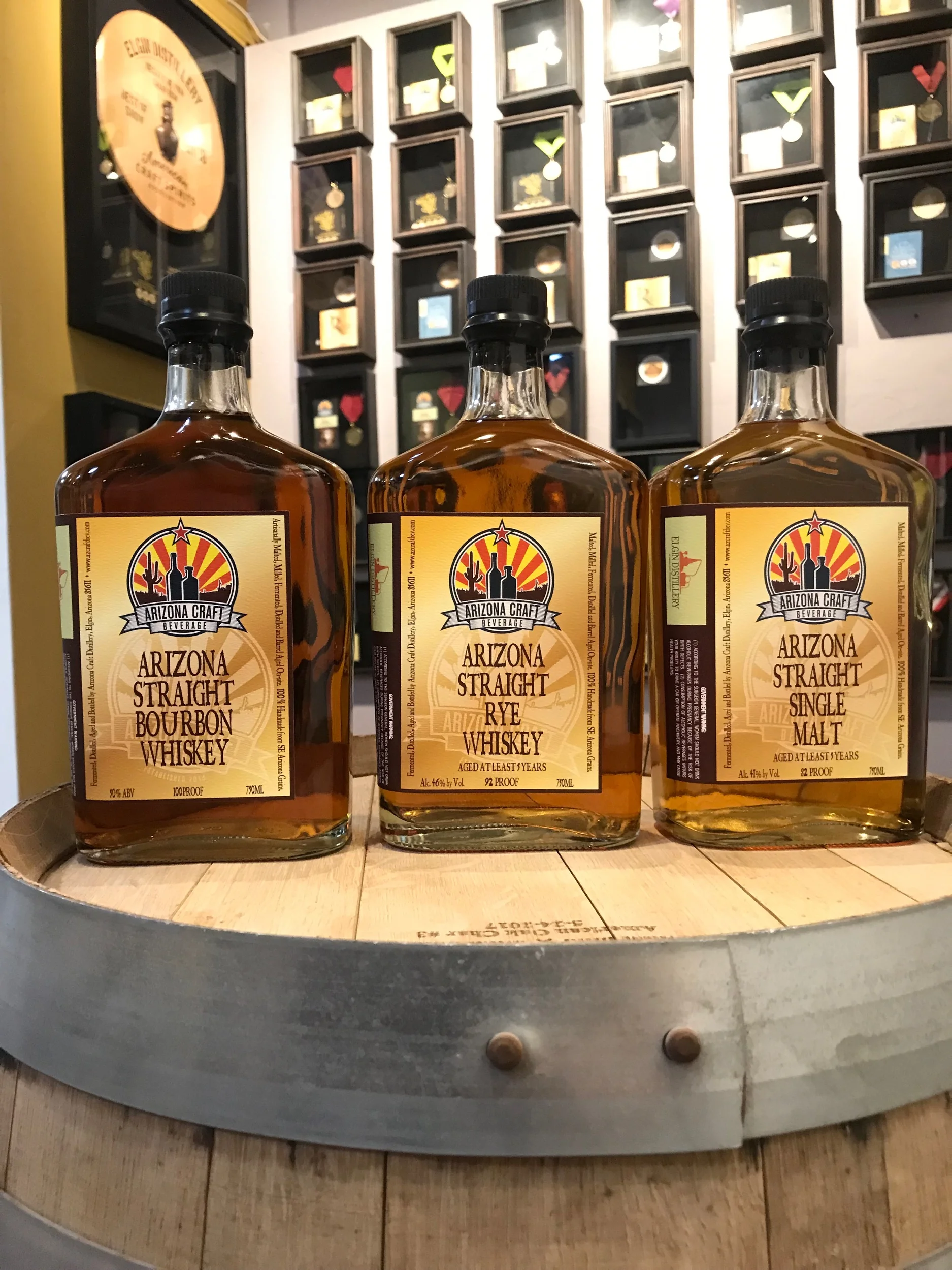Our Arizona Craft whiskies, aged 5+ years.