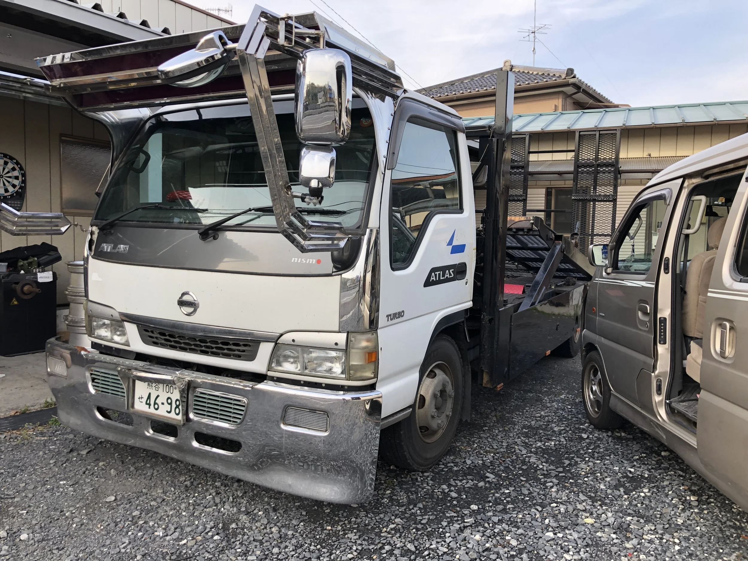 One of our haulers! We will be using this stacker to transport some rental cars in the near future. Make sure to keep posted to the website for updates for when this Rental Service will be up and running! You’ll be able to come to Japan and join on all these adventures!