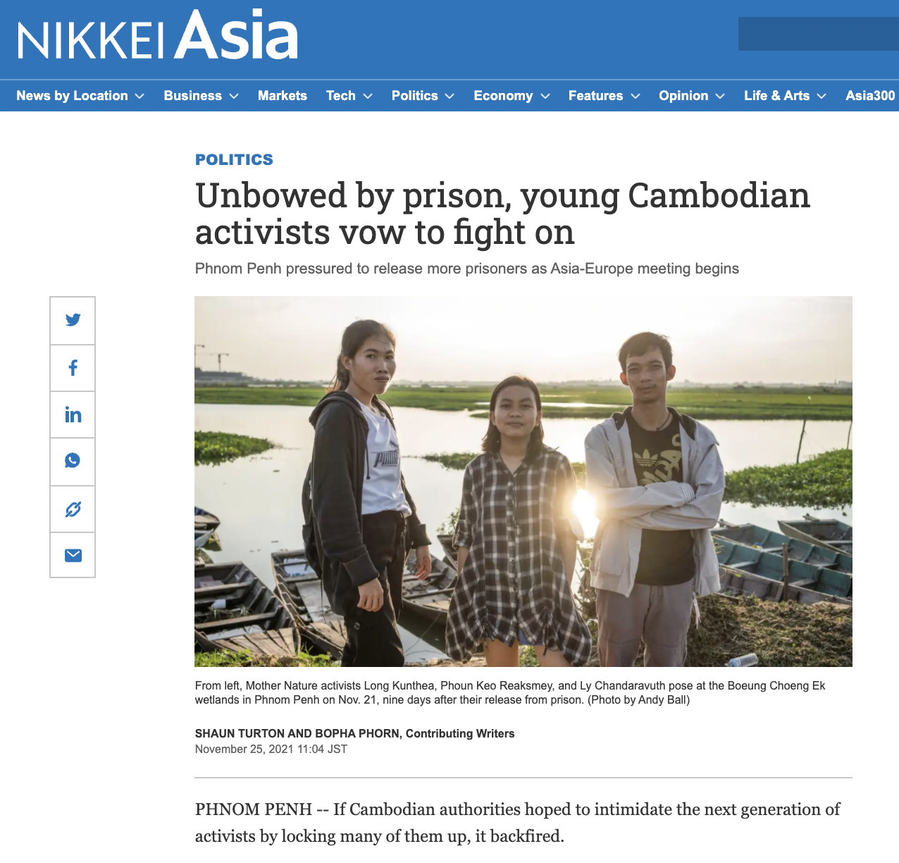 25th November 2021 - Nikkei Asia - Unbowed by prison, young Cambodian actvists vow to fight on.png