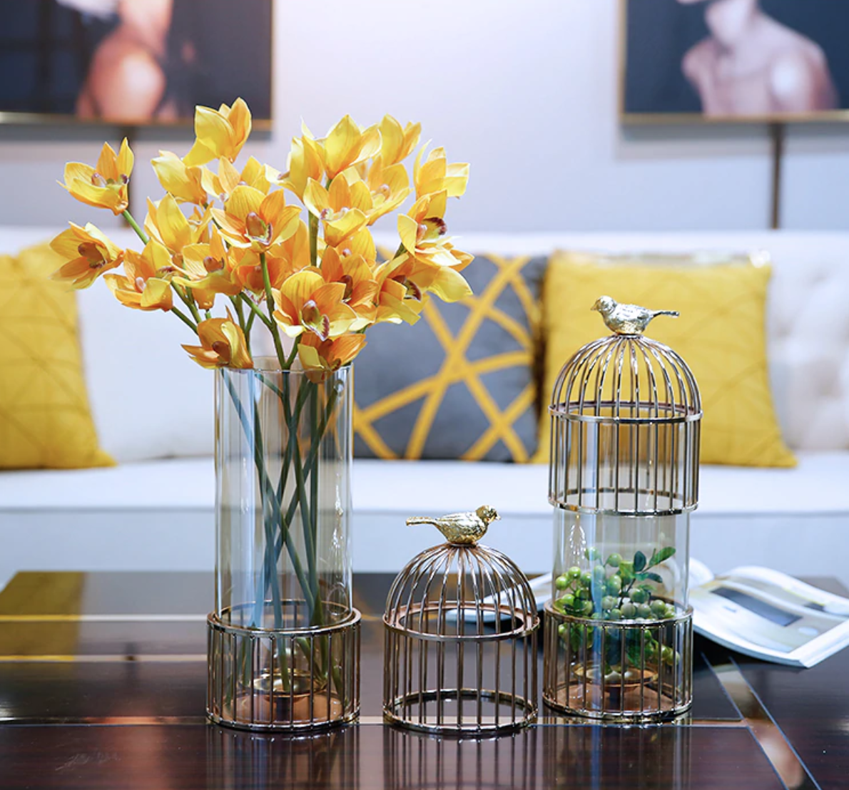Modern Creative metal Glass birds flowers vase 3.png