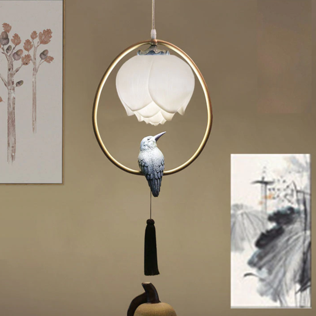 pendant lamp resin Lotus bird decorations oval lighting 2.png