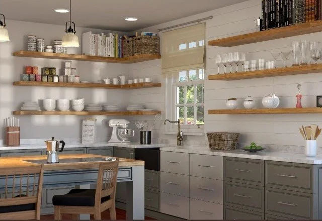 Kitchen with Floating Shelf Open Shelf Concept