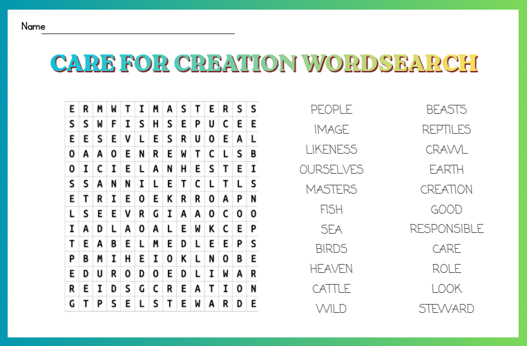Care for Creation WORDSEARCH