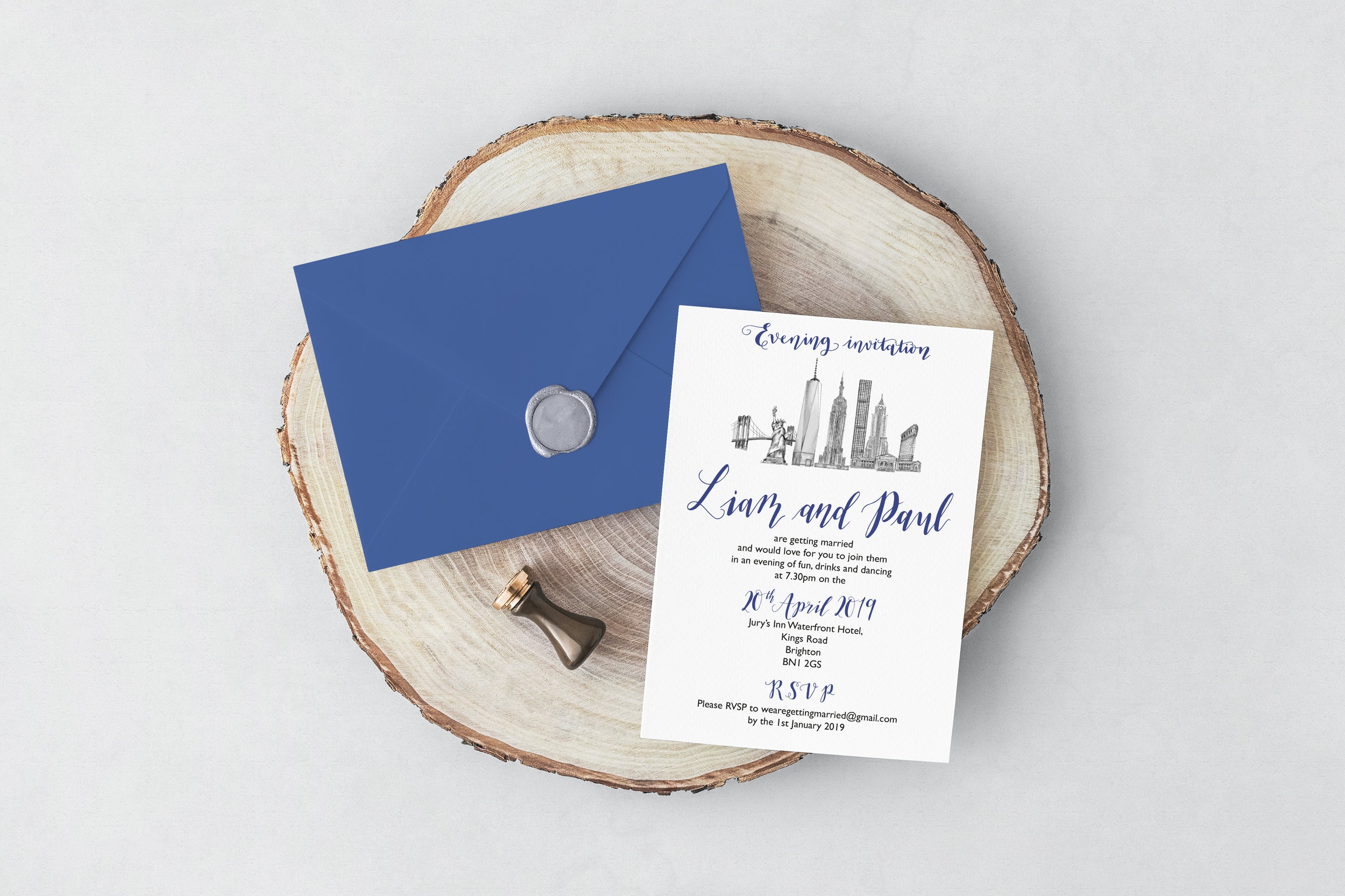 New york skyline evening invitation