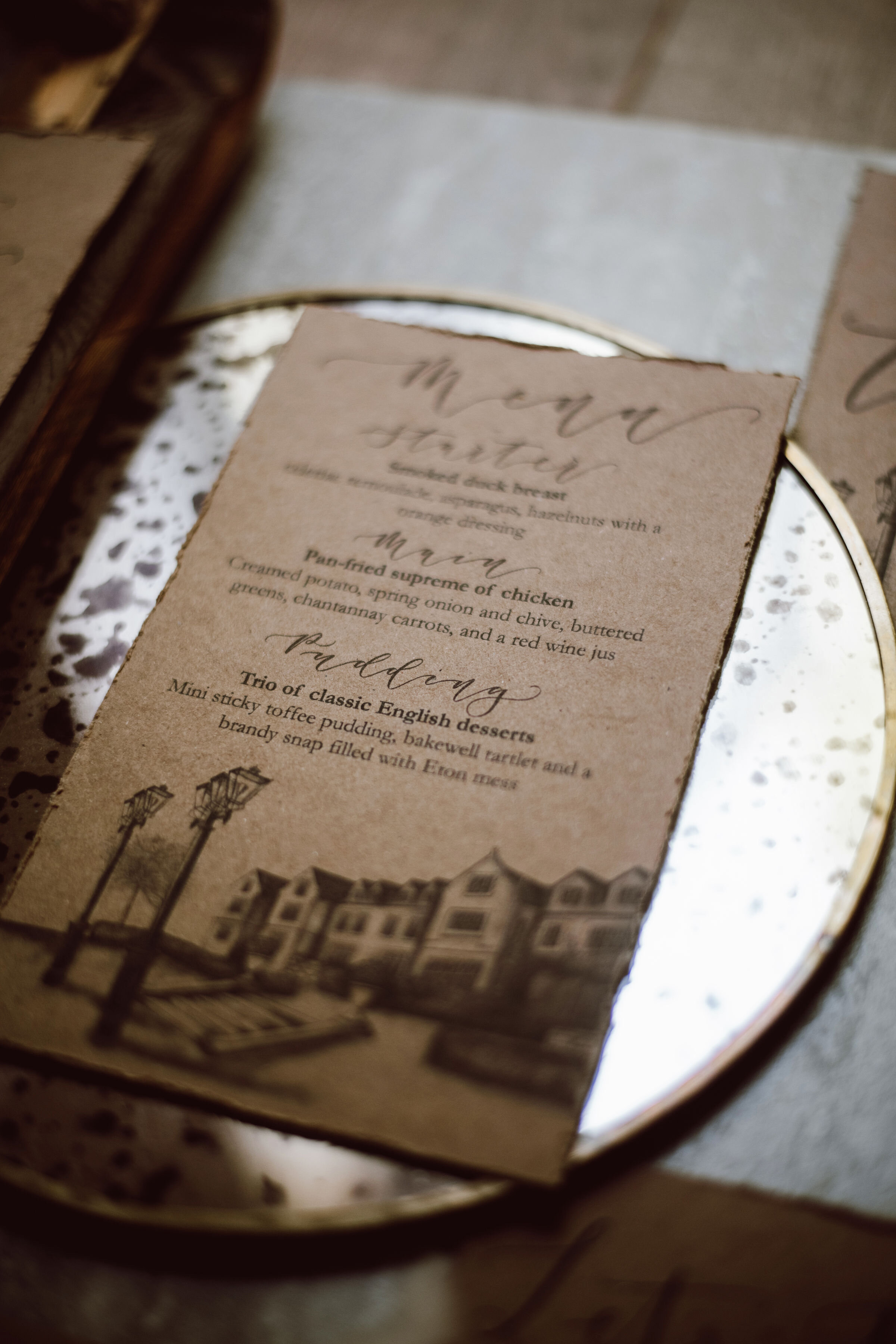 South Lodge recycled paper stationery. Menu by The Amyverse with illustration and calligraphy.jpg