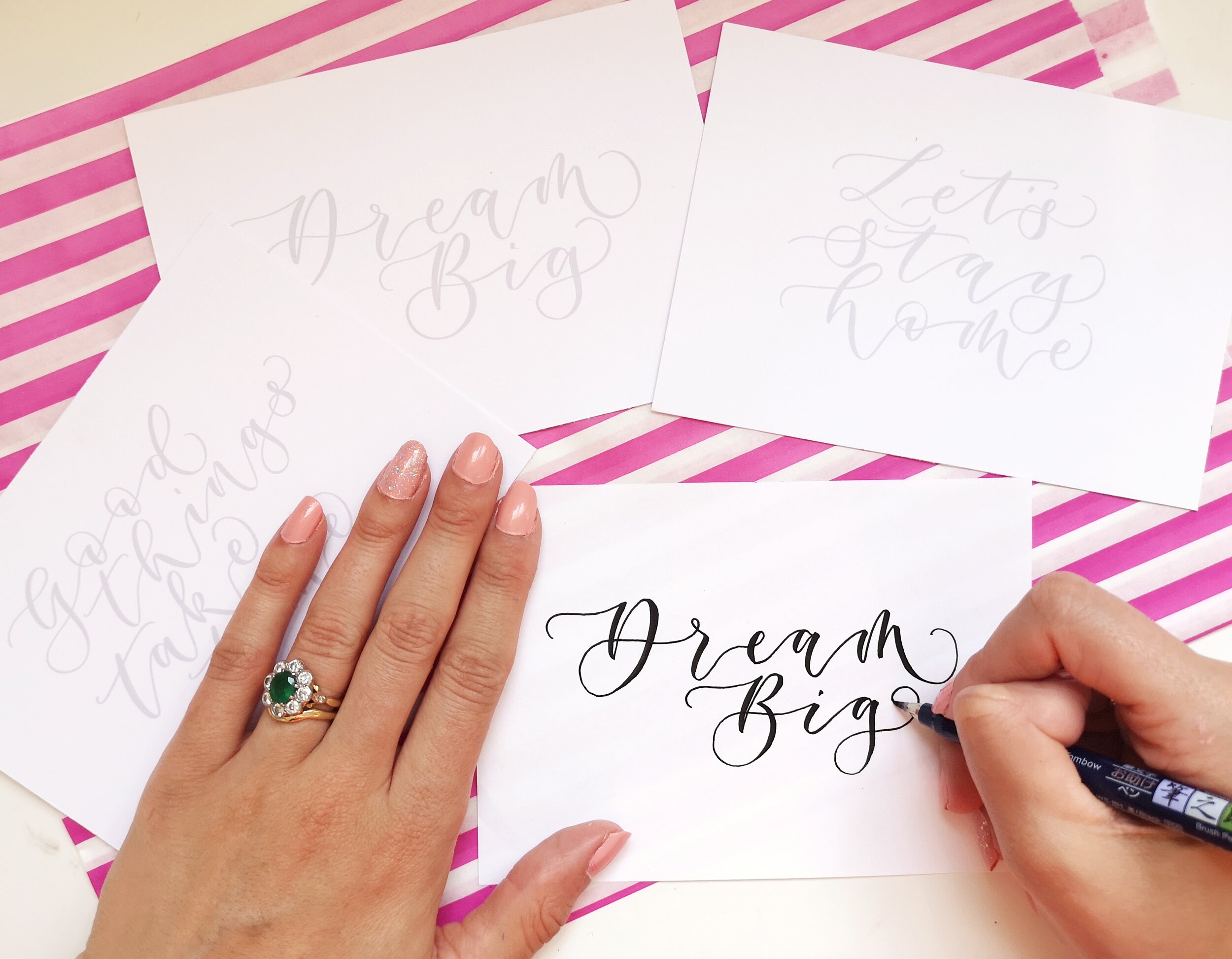 The Amyverse modern calligraphy kit - postcard activity - Brush lettering set.jpeg
