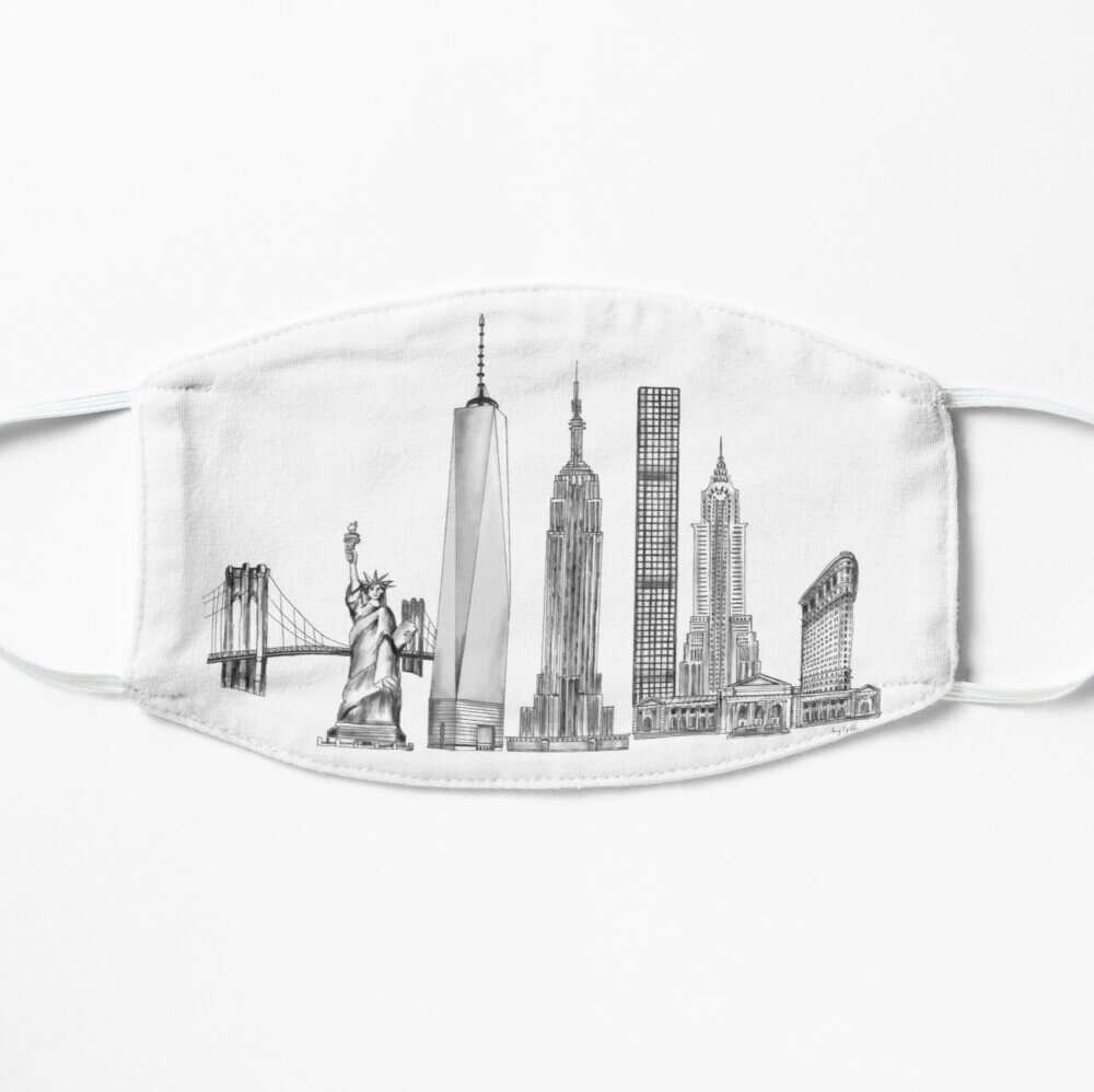 New York Skyline face mask  - New York art - New york city - New York Illustration - Wall Art - Print - America cityscape - Eco friendly gift
