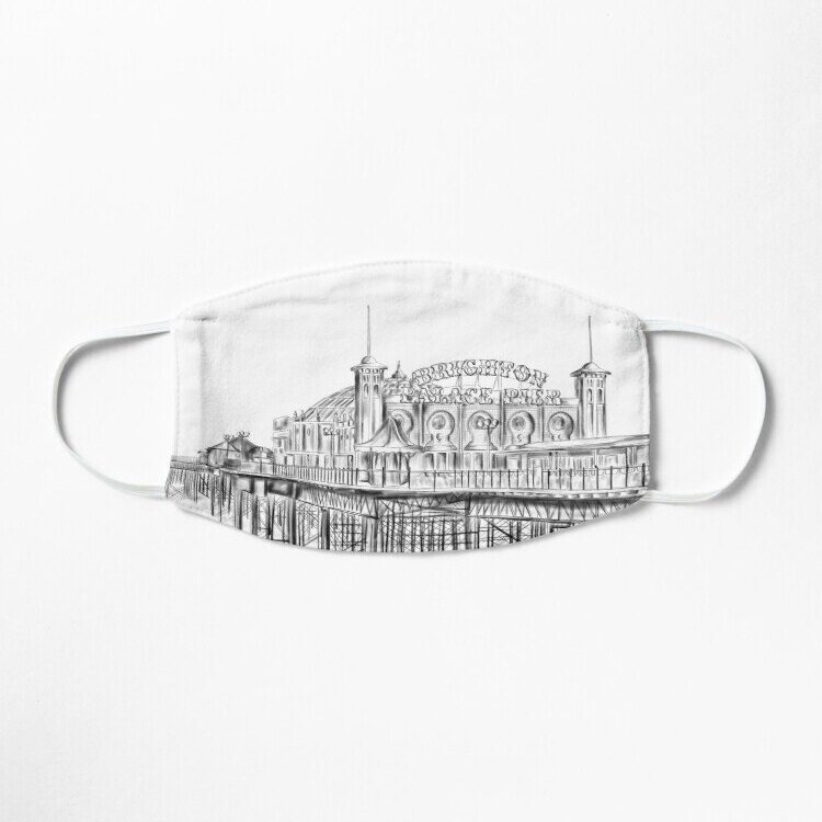 Brighton pier face mask - illustration by The Amyverse