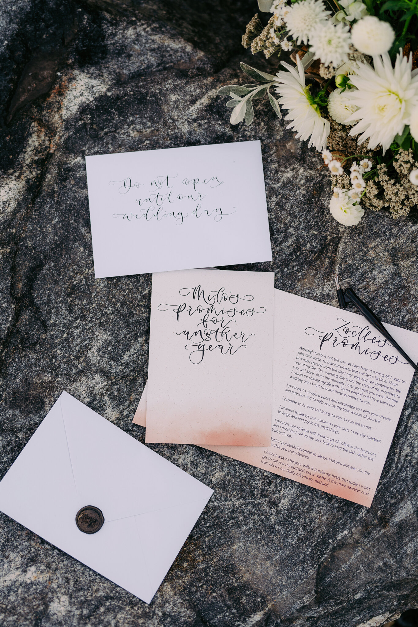 Promises for another year - personalised calligraphy vow books