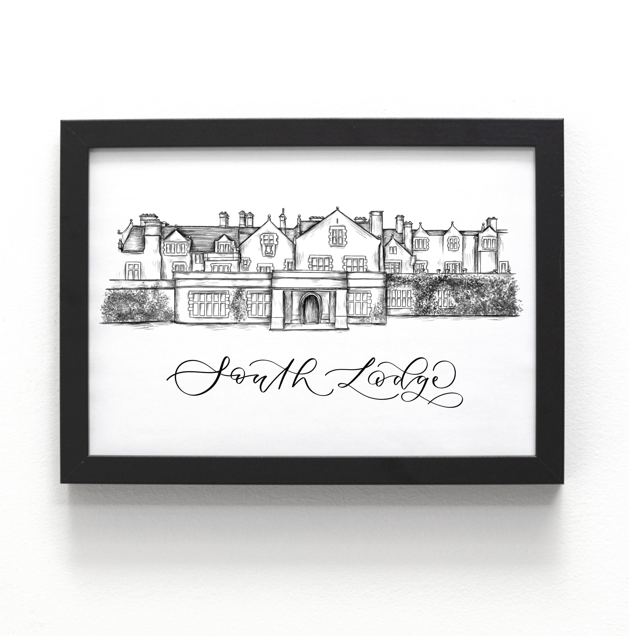 South Lodge drawing - venue illustration of South Lodge Hotel by The Amyverse  - South Lodge wedding.jpeg