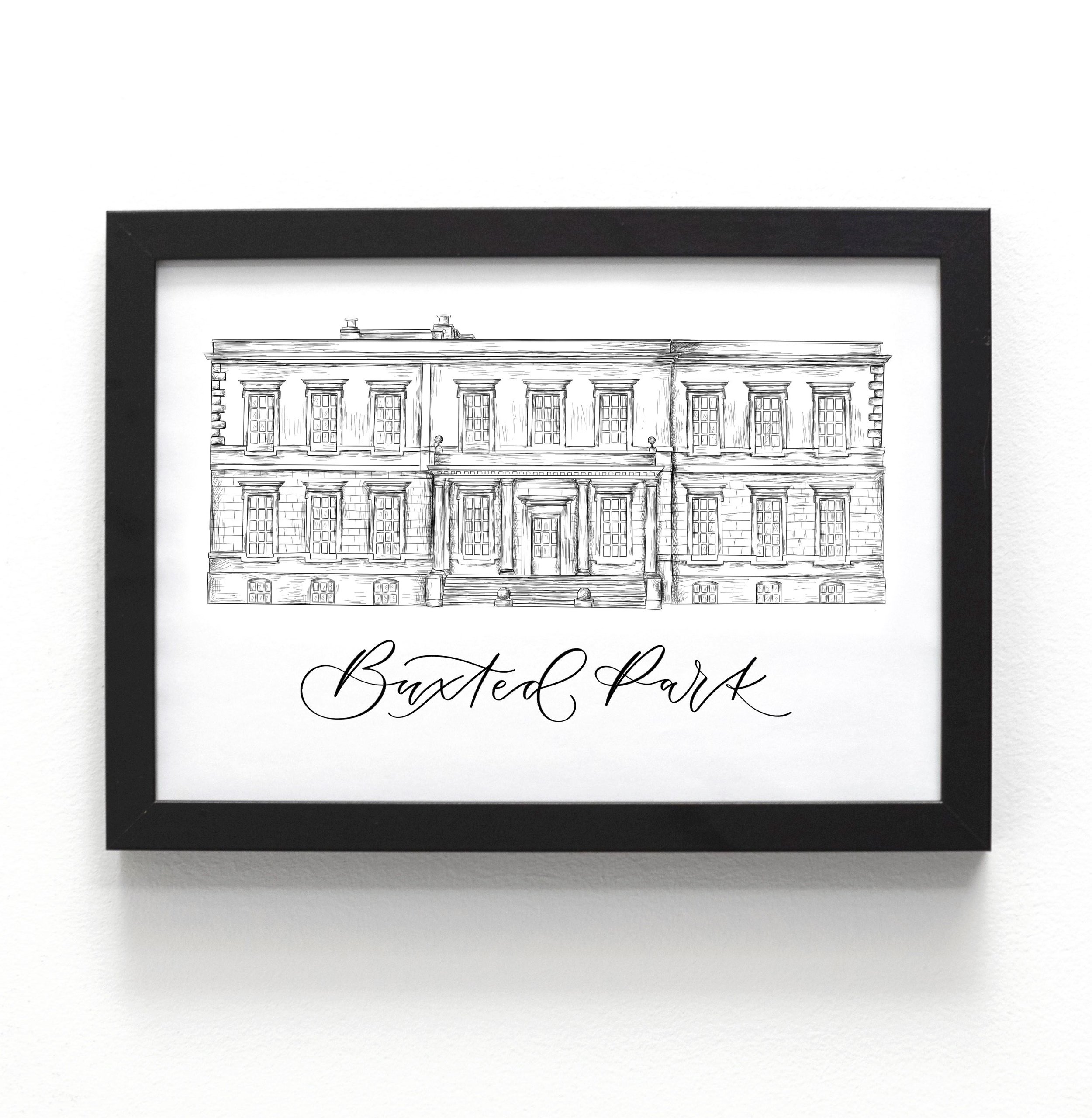 Buxted Park drawing - venue illustration of  Buxted Park by The Amyverse - Buxted Park wedding stationery.jpg