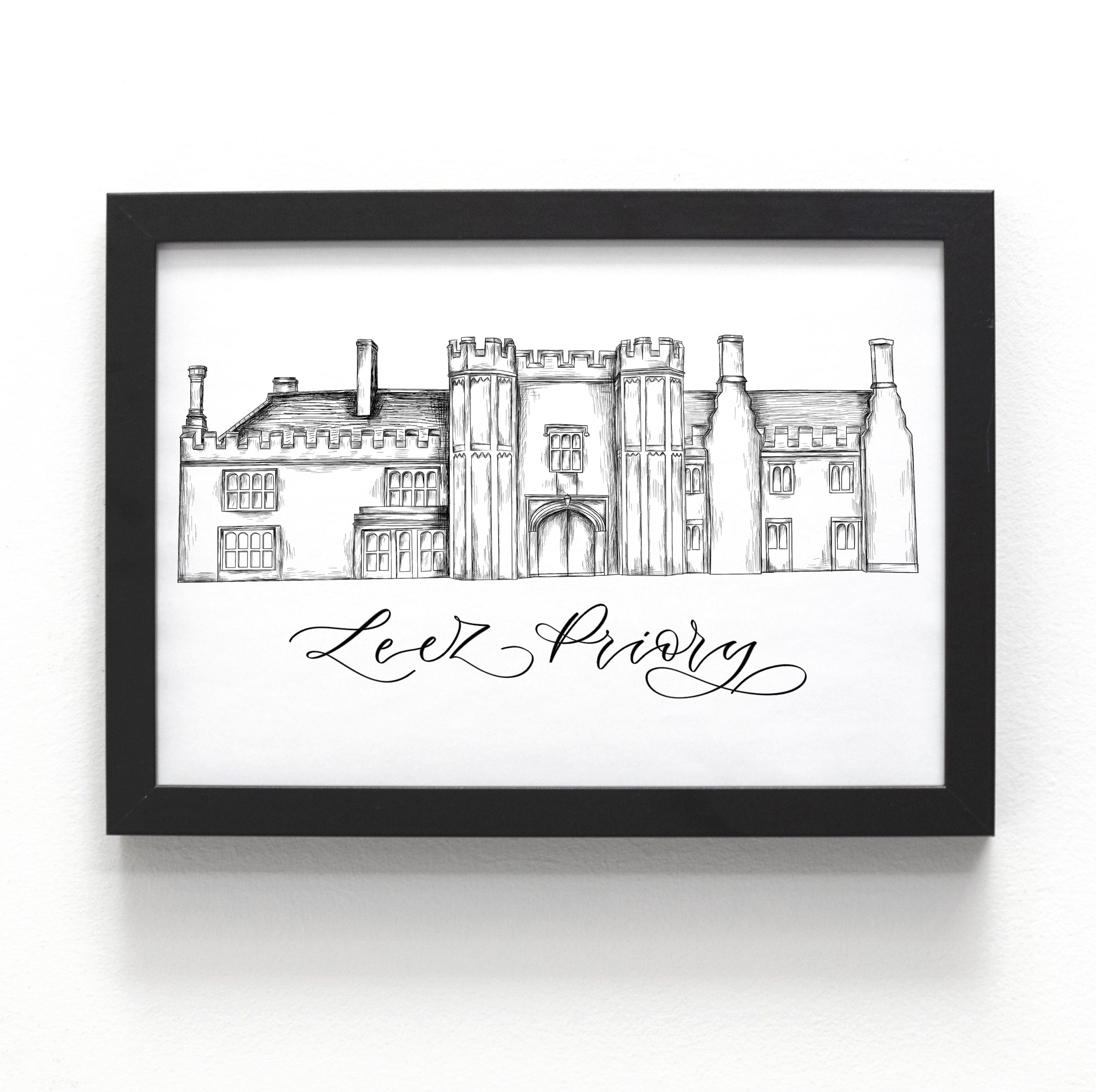 Leez Priory wedding venue illustration by The Amyverse  - wedding stationery sketch.jpeg