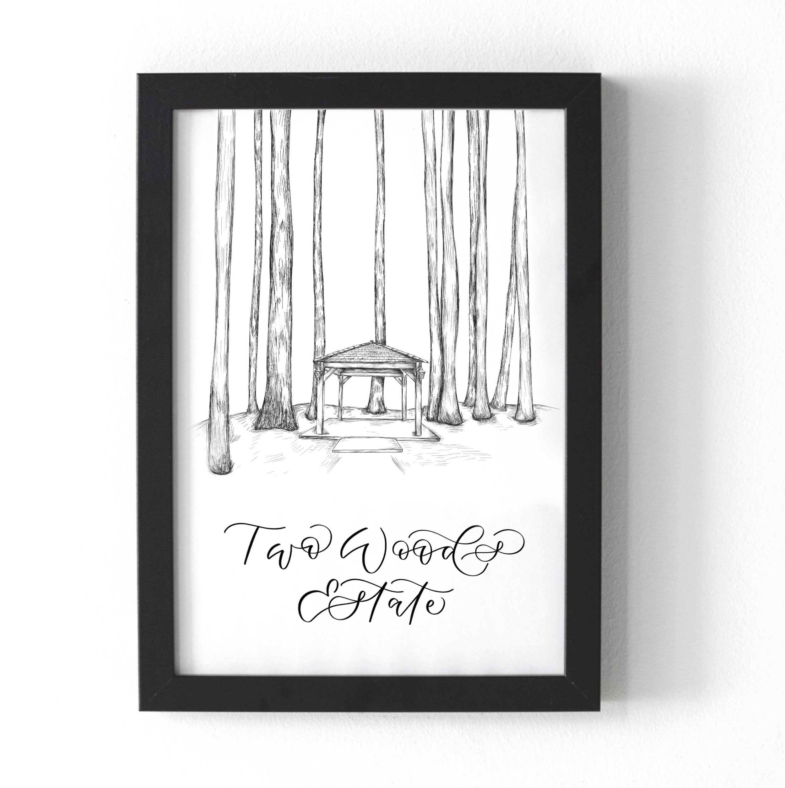 Two woods estate venue illustration of two woods estate by The Amyverse  - wedding stationery sketch.jpeg