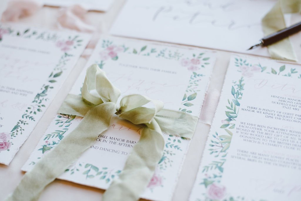 The Amyverse - recycled paper, calligraphy and watercolour roses invitation suite - romantic english country wedding.jpg