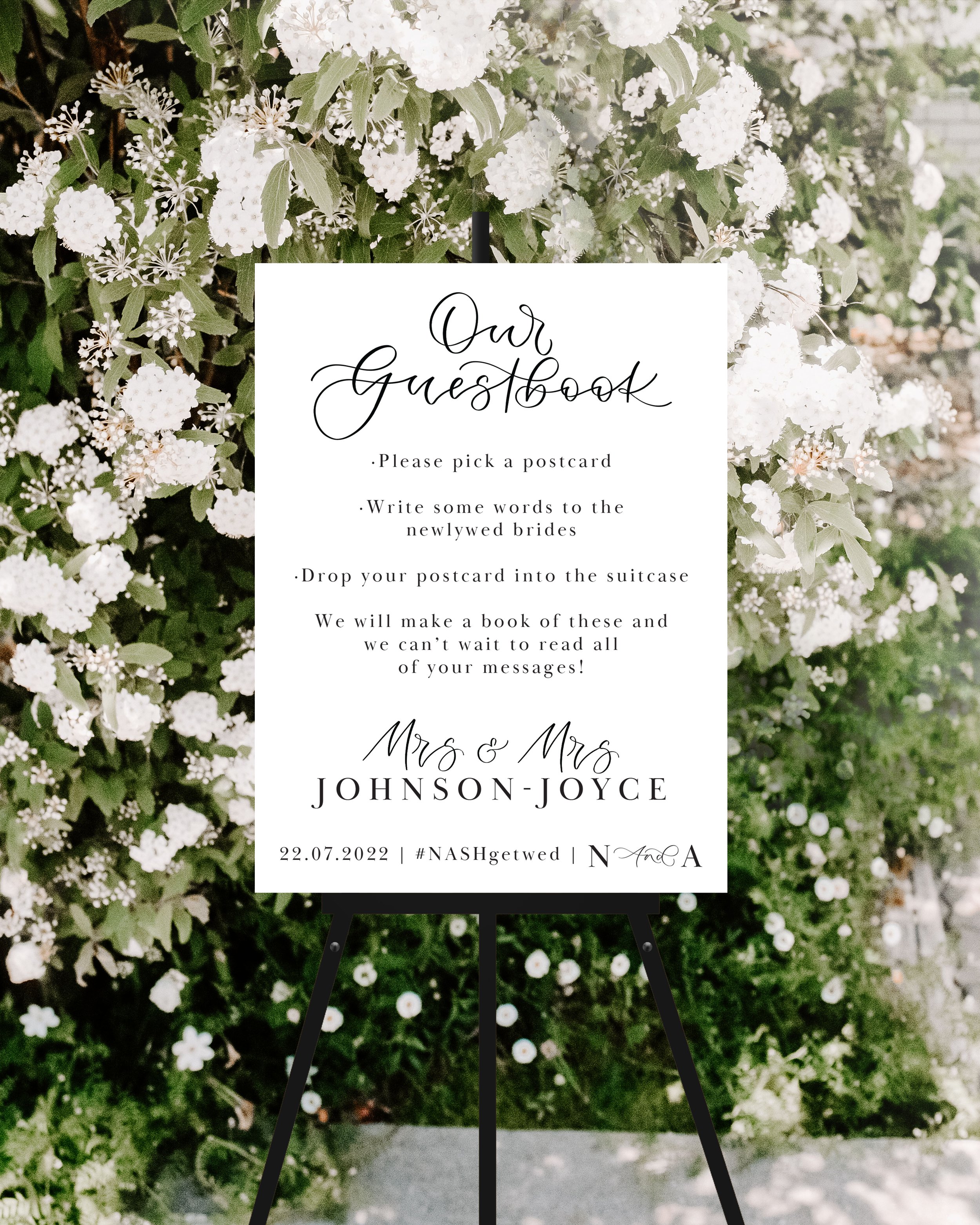 Minimalist calligraphy sign - monochrome wedding sign - guestbook sign from The Amyverse.jpg