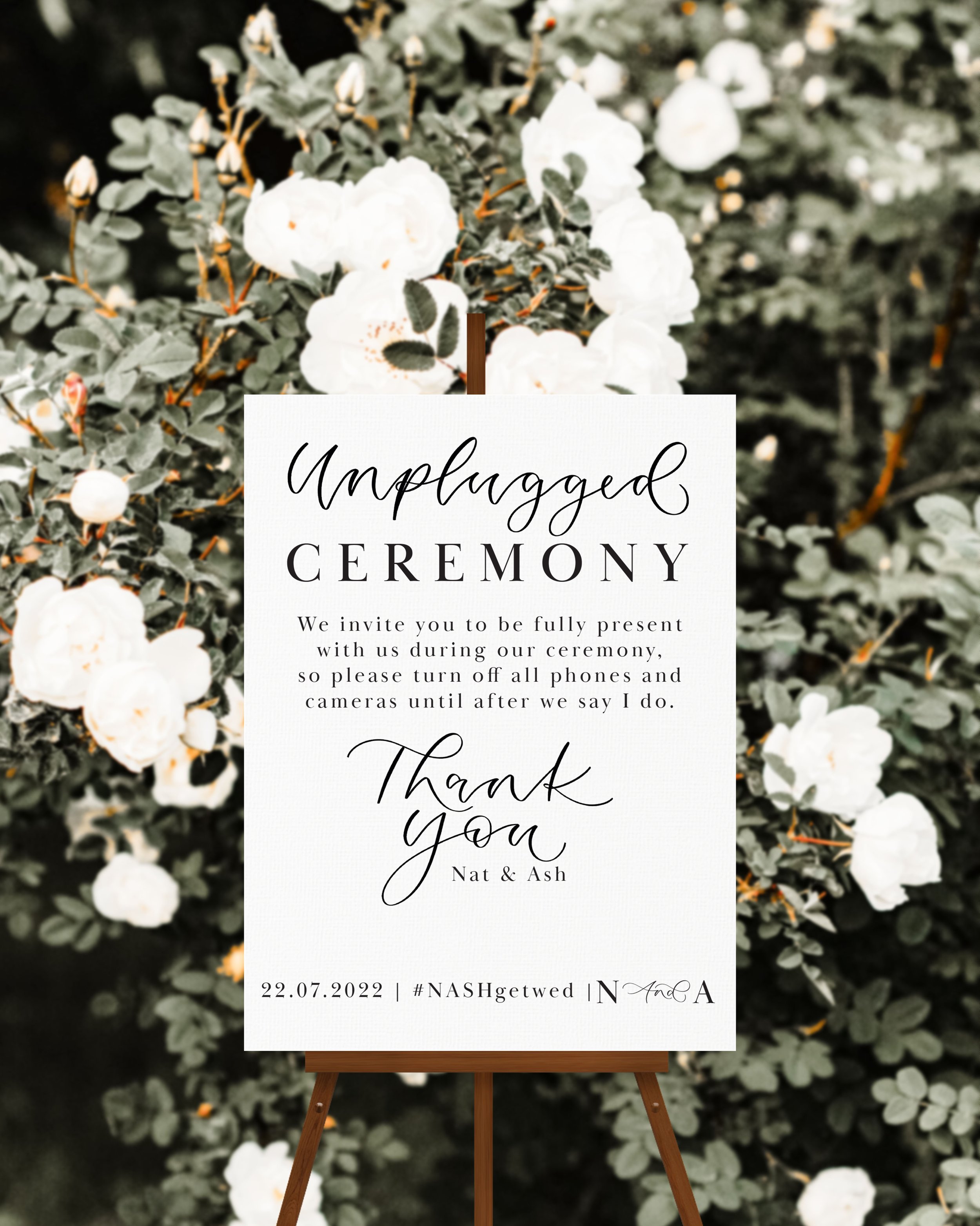 Unplugged wedding sign - Monochrome minimalist wedding sign - calligraphy signage.jpg