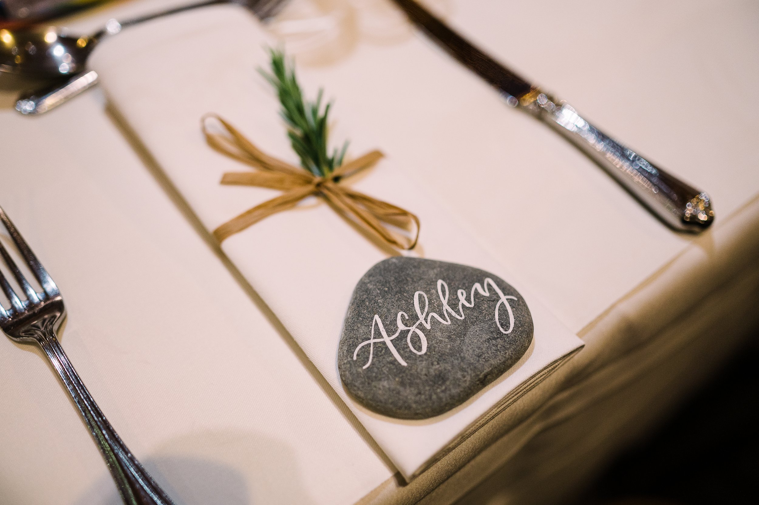 Pebble place card - calligraphy placecards - painted pebbles for beach themed wedding - Brighton wedding stationery by The Amyverse.jpg