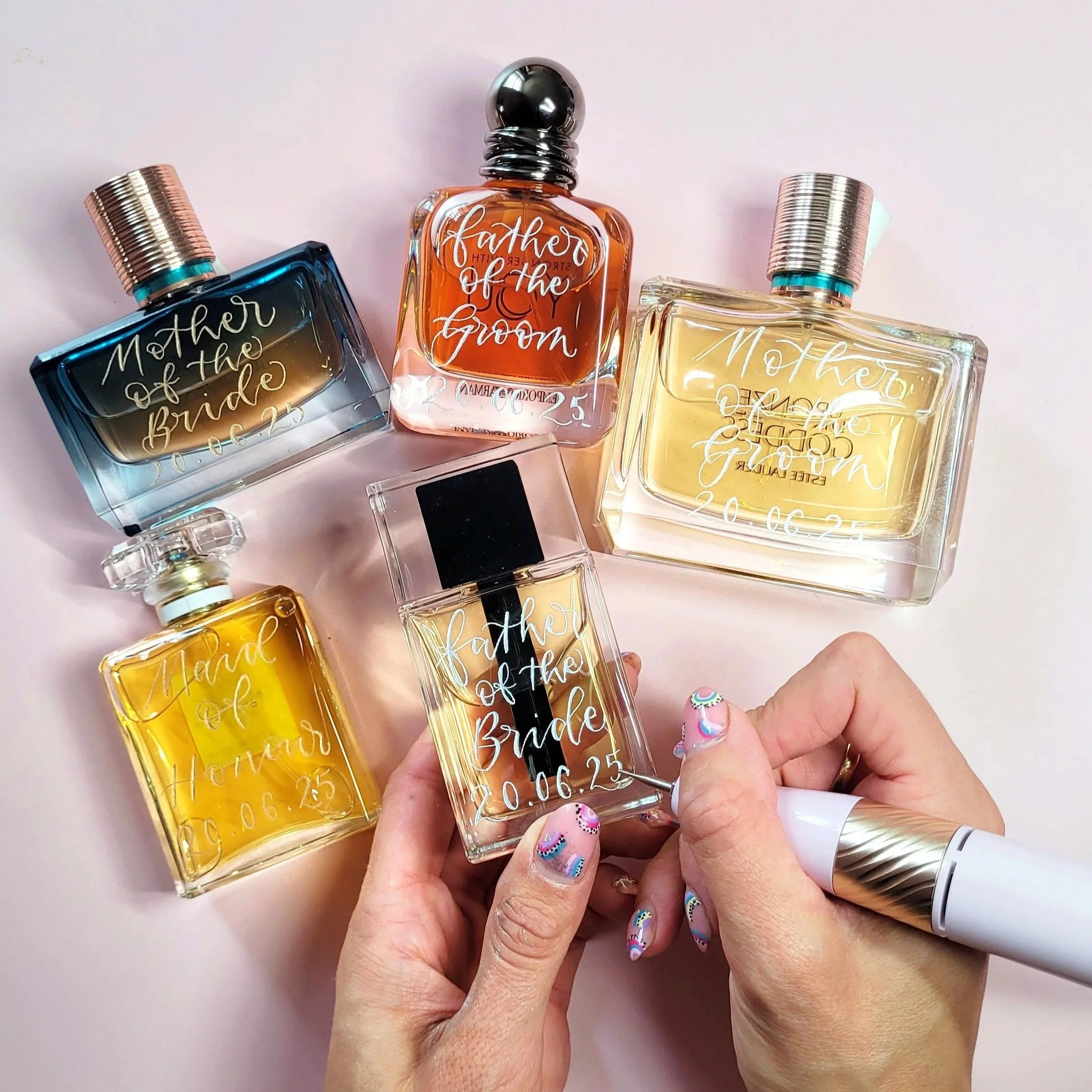 Engraved perfume bottles