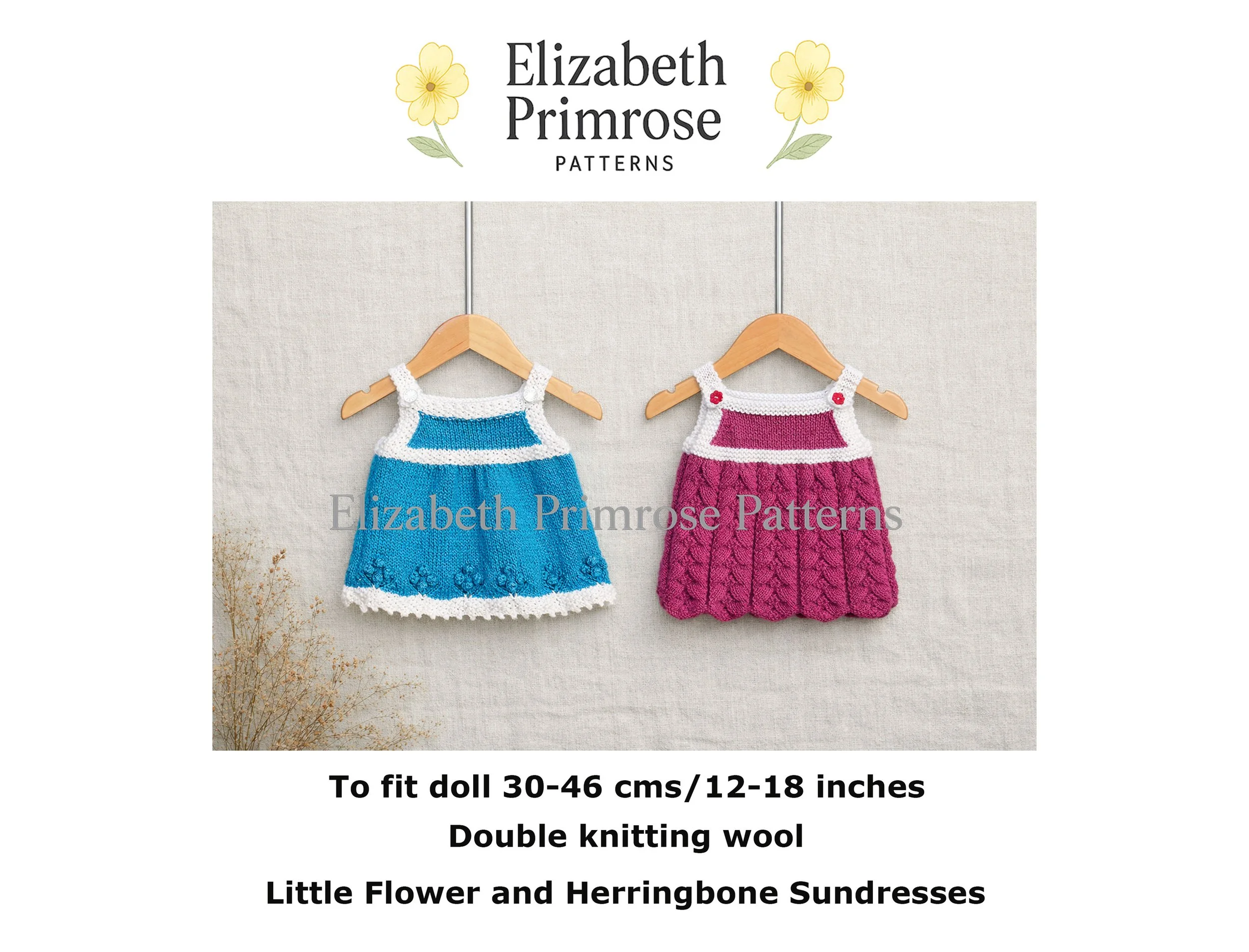 Doll Little Flower & Herringbone Sundresses P43