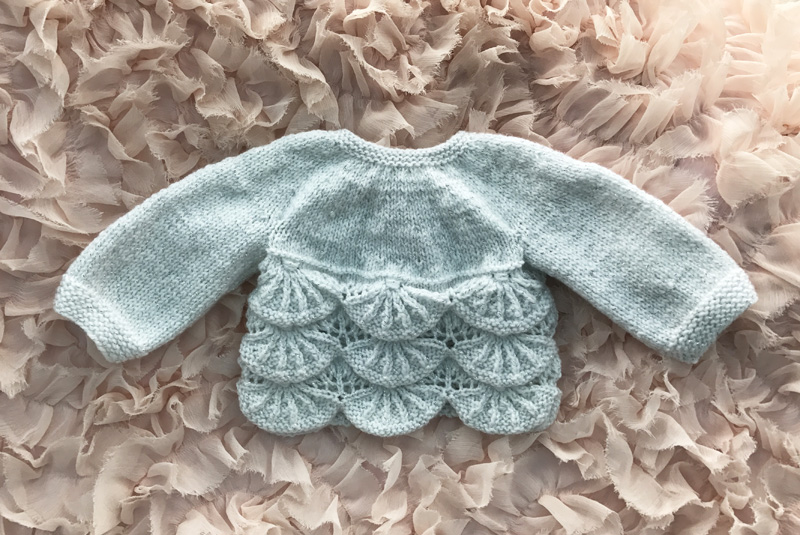 Shell / Scallop Edged Jacket Knitting Pattern for Baby 0-3 months old —  Pizpaw Patterns
